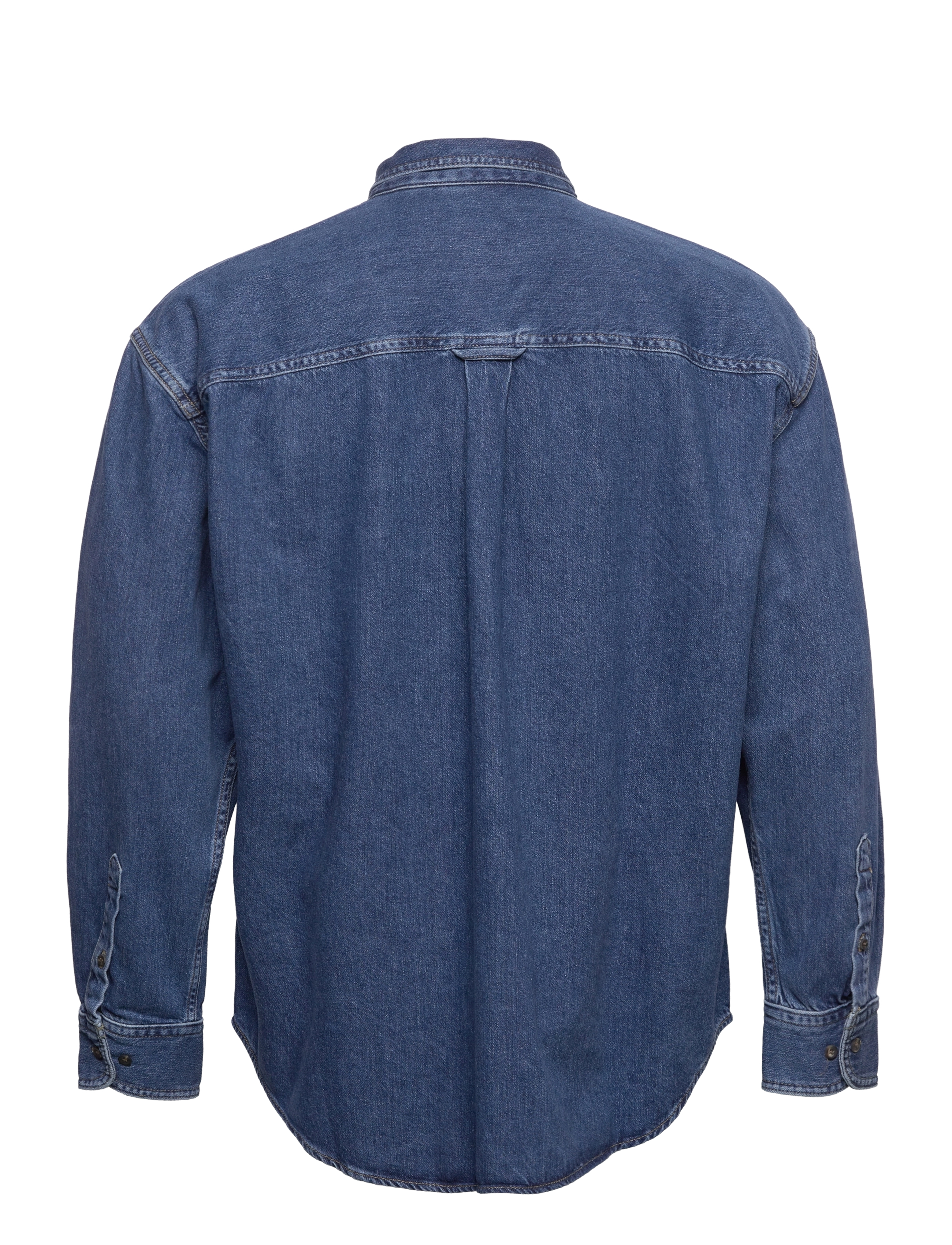 GANT - D1. OS DENIM TWILL SHIRT - mid blue worn in - 1