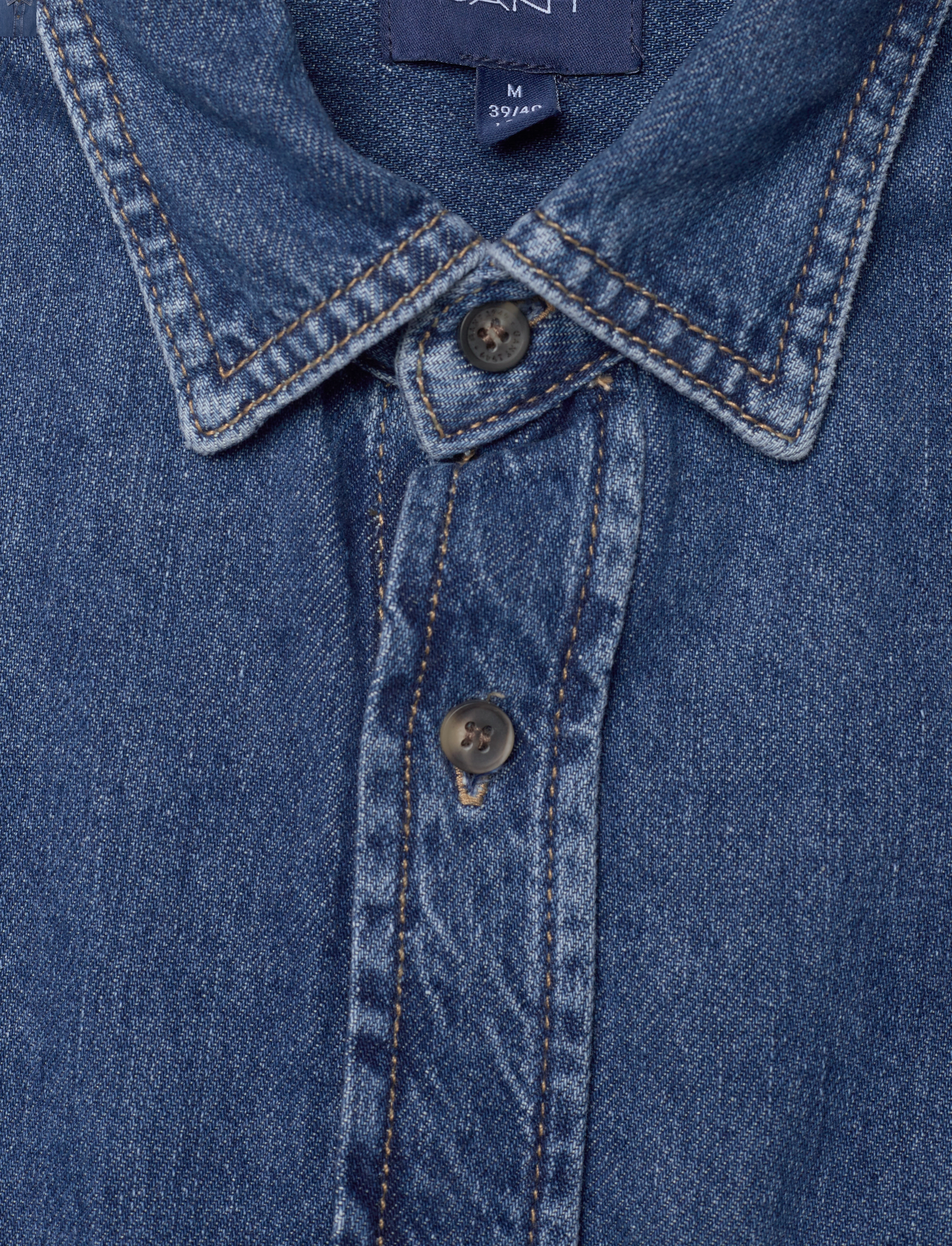 GANT - D1. OS DENIM TWILL SHIRT - mid blue worn in - 2