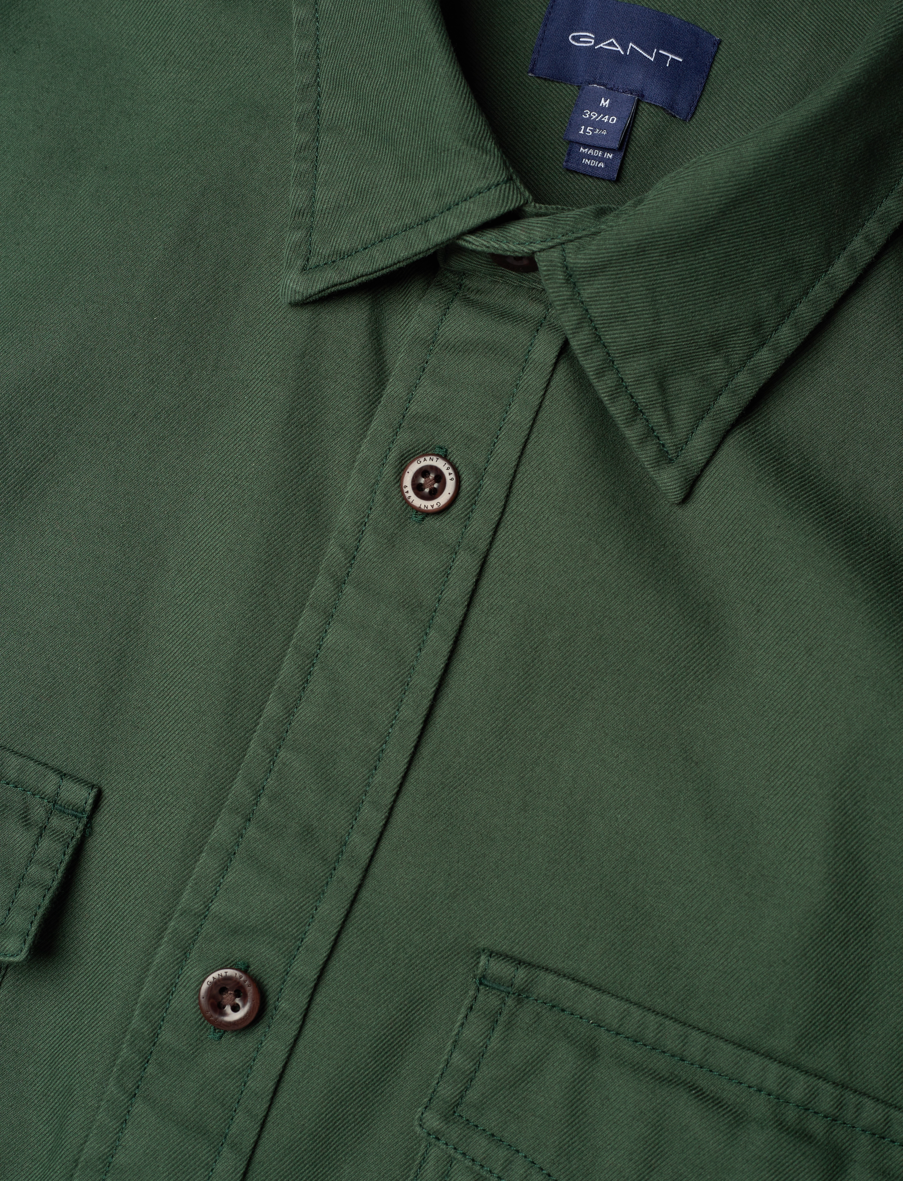 GANT - D1. REL TWILL PATCH POCKET SHIRT - storm green - 3