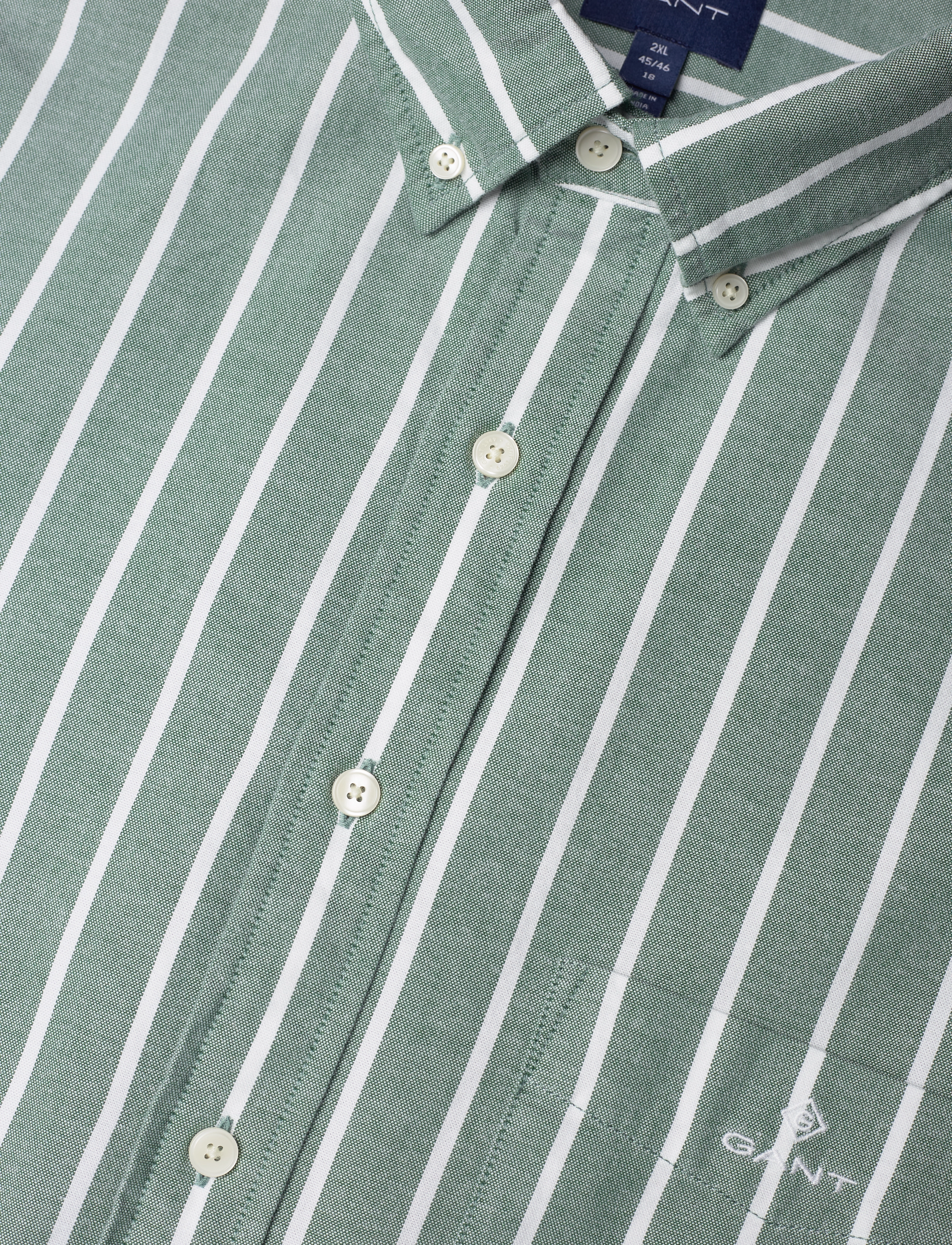 GANT - D1. REG UT OXF WIDE STRIPE SHIRT - forest green - 3
