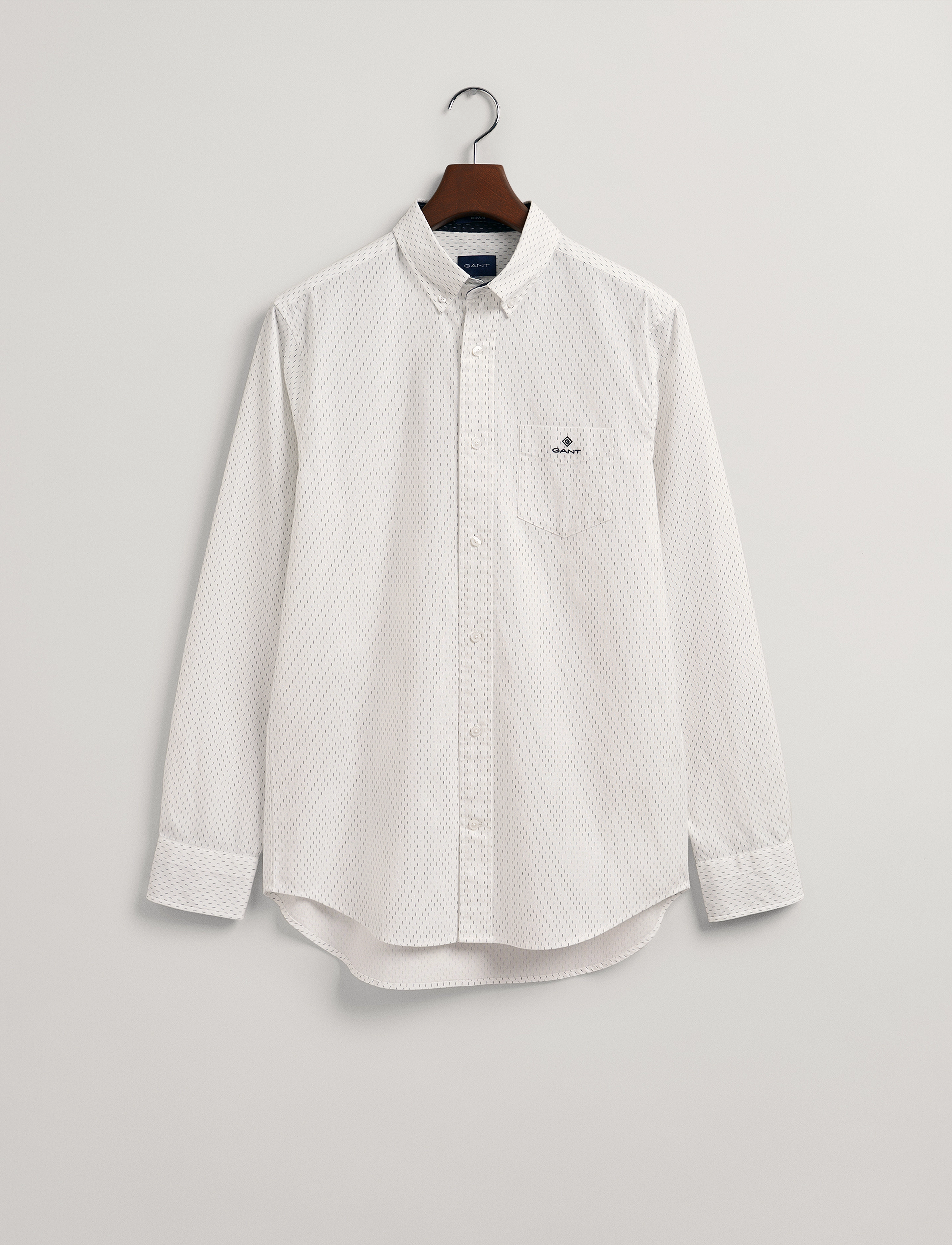 GANT - D1. REG MICRO PRINT OXFORD SHIRT - eggshell - 4