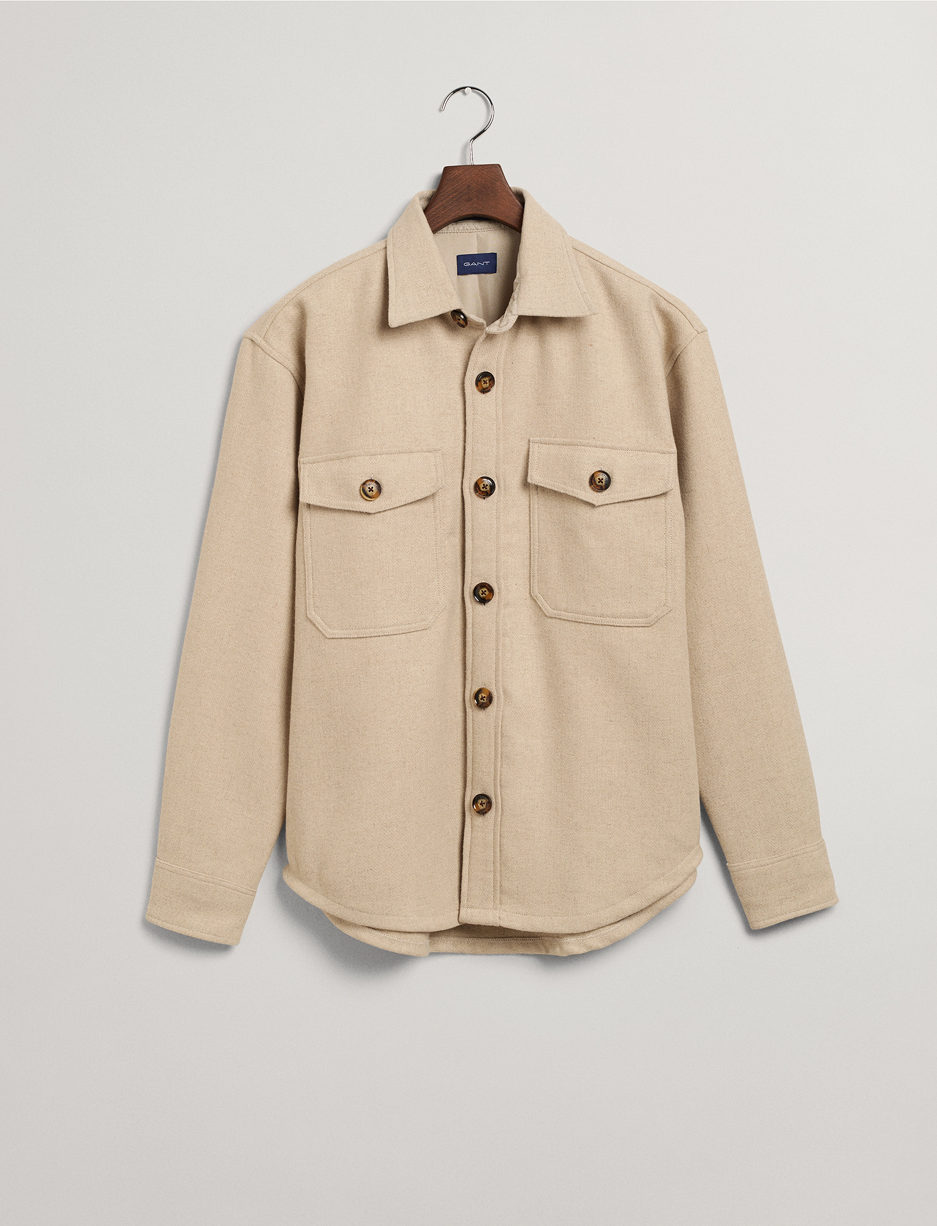 GANT - D1. WOOL BLEND OVERSHIRT - light beige melange - 3