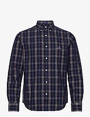 GANT - D1. REG UT CORD CHECK SHIRT - kordfløyelsskjorter - evening blue - 0