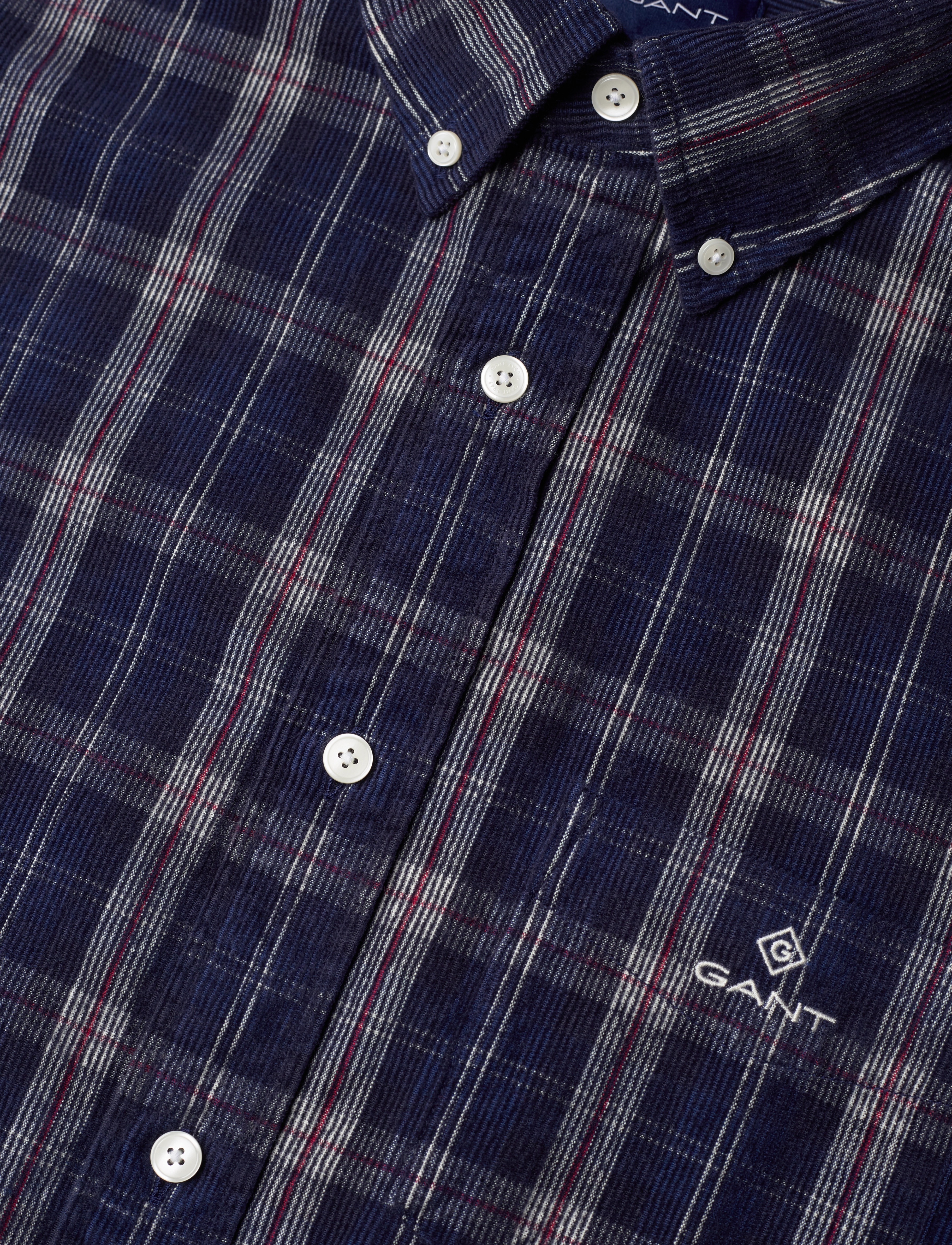 GANT - D1. REG UT CORD CHECK SHIRT - evening blue - 3