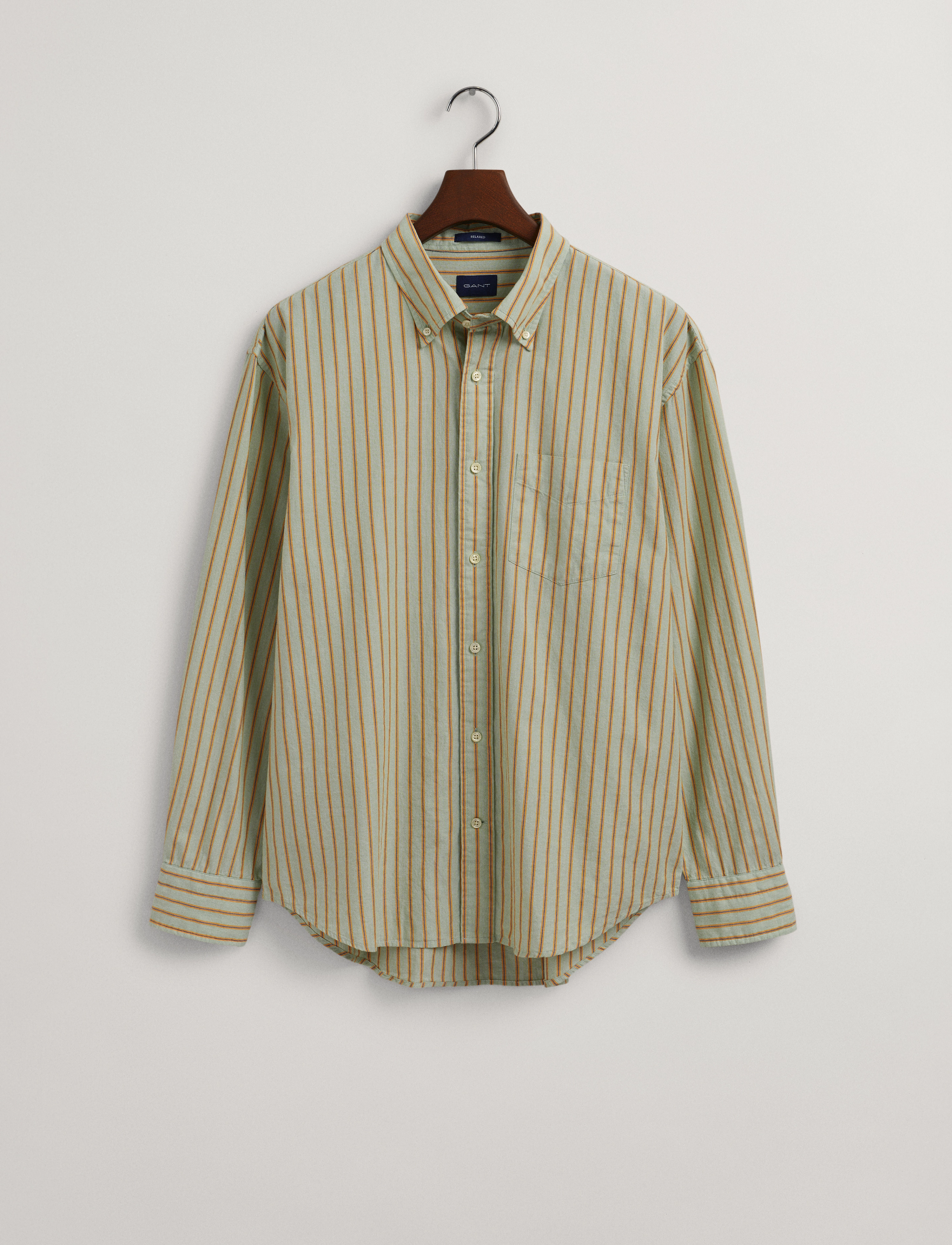 GANT - D1. REL FIL A FIL STRIPE SHIRT - eucalyptus green - 4