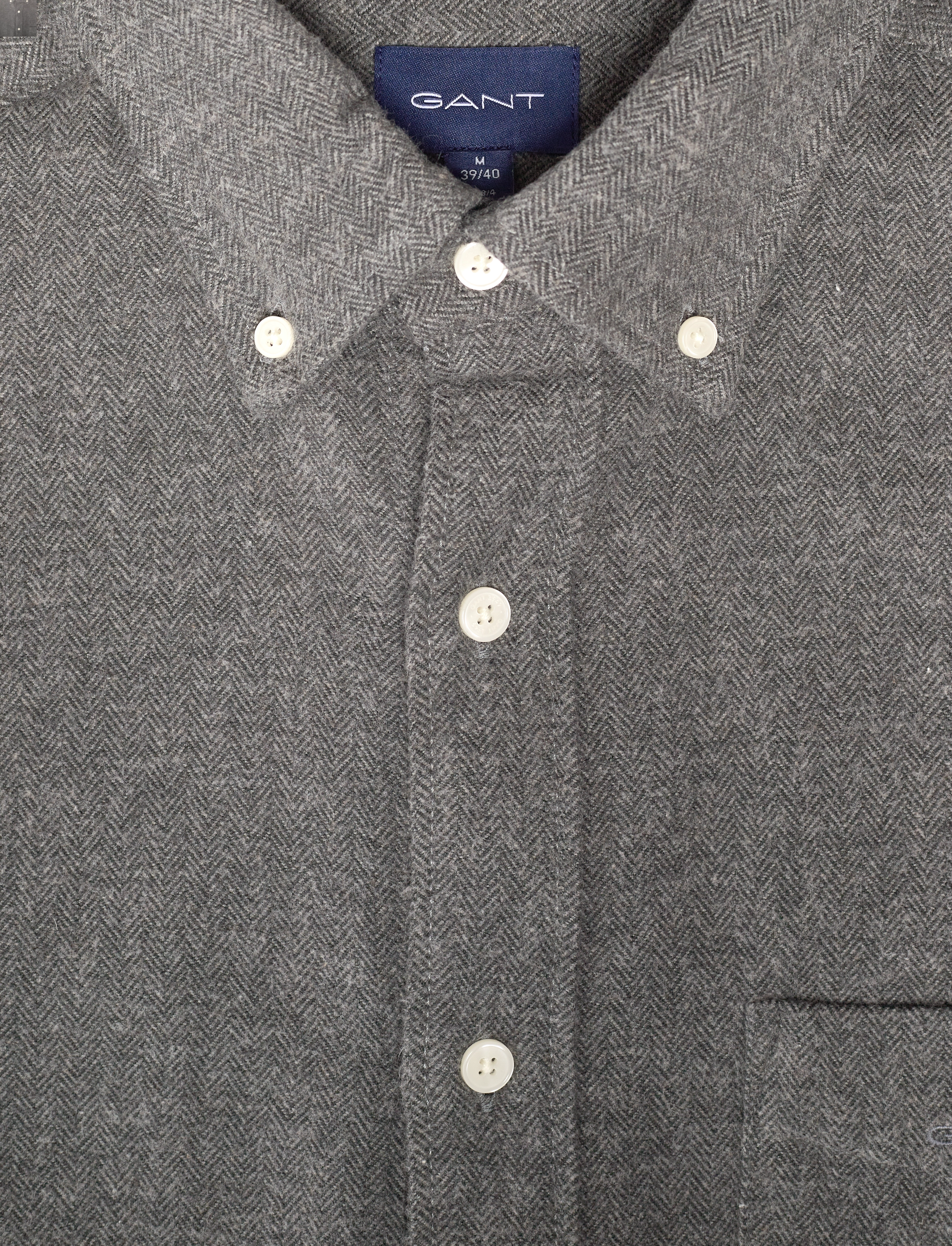 GANT - D1. REG UT HERRINGBONE SHIRT - charcoal melange - 3