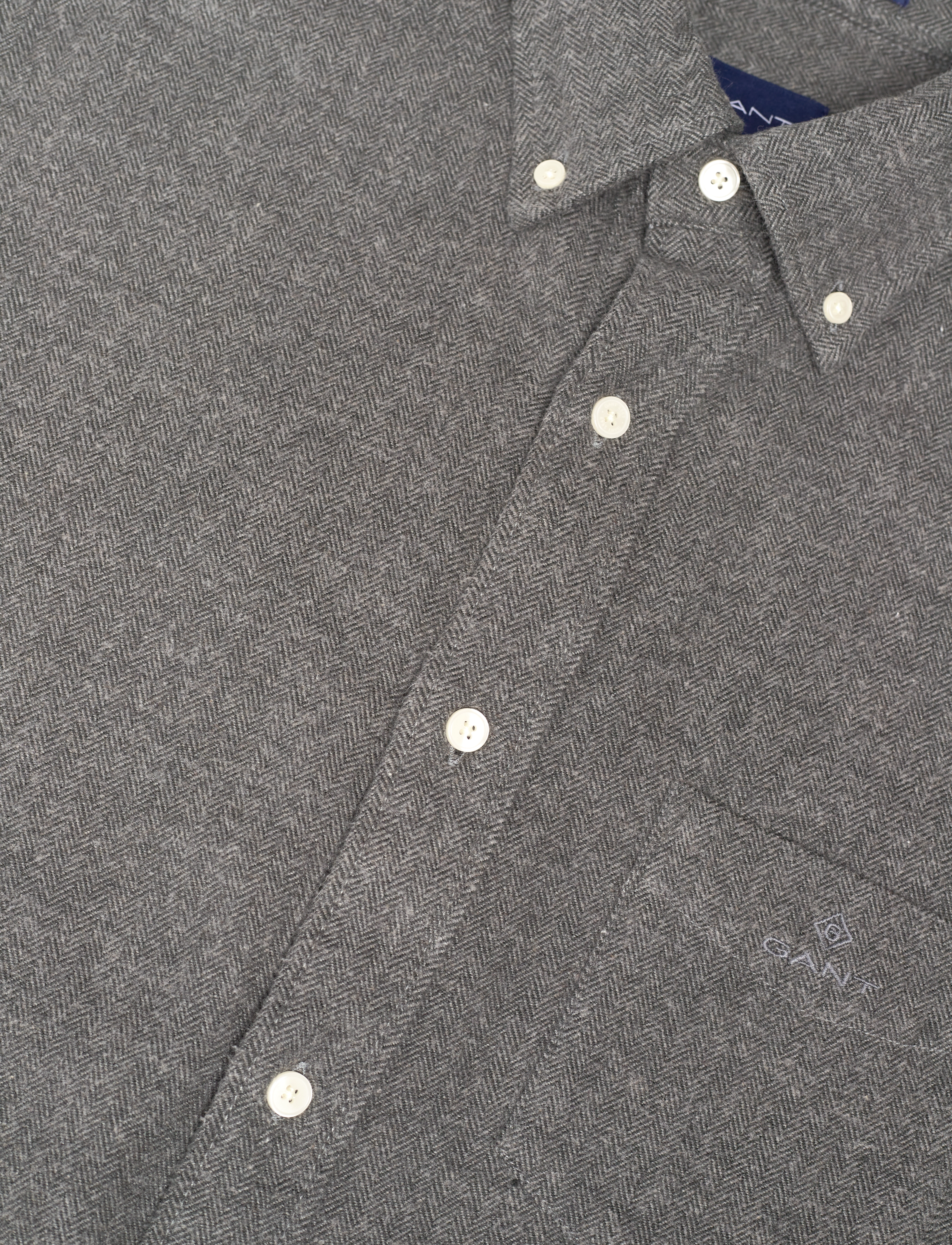 GANT - D1. REG UT HERRINGBONE SHIRT - charcoal melange - 4