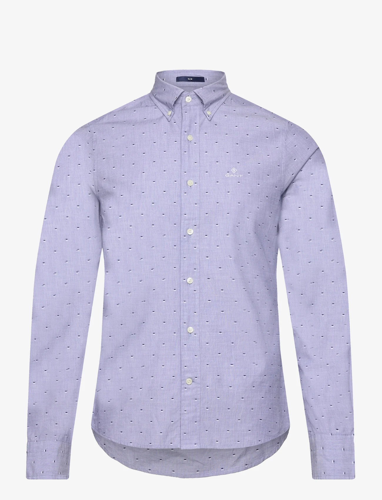 GANT - D1. SLIM DOBBY DOT SHIRT - casual shirts - college blue - 0