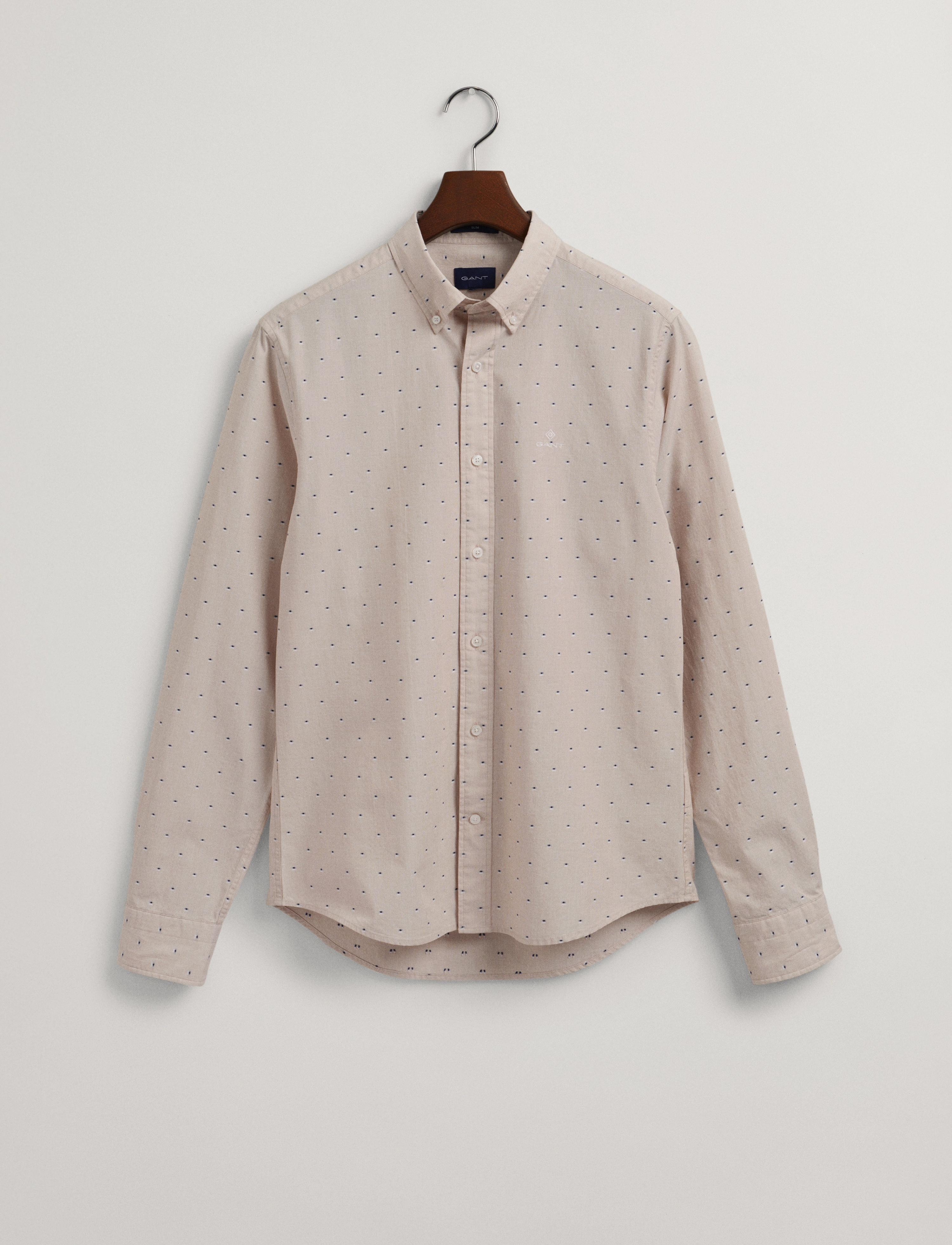 GANT - D1. SLIM DOBBY DOT SHIRT - hazelwood beige - 4