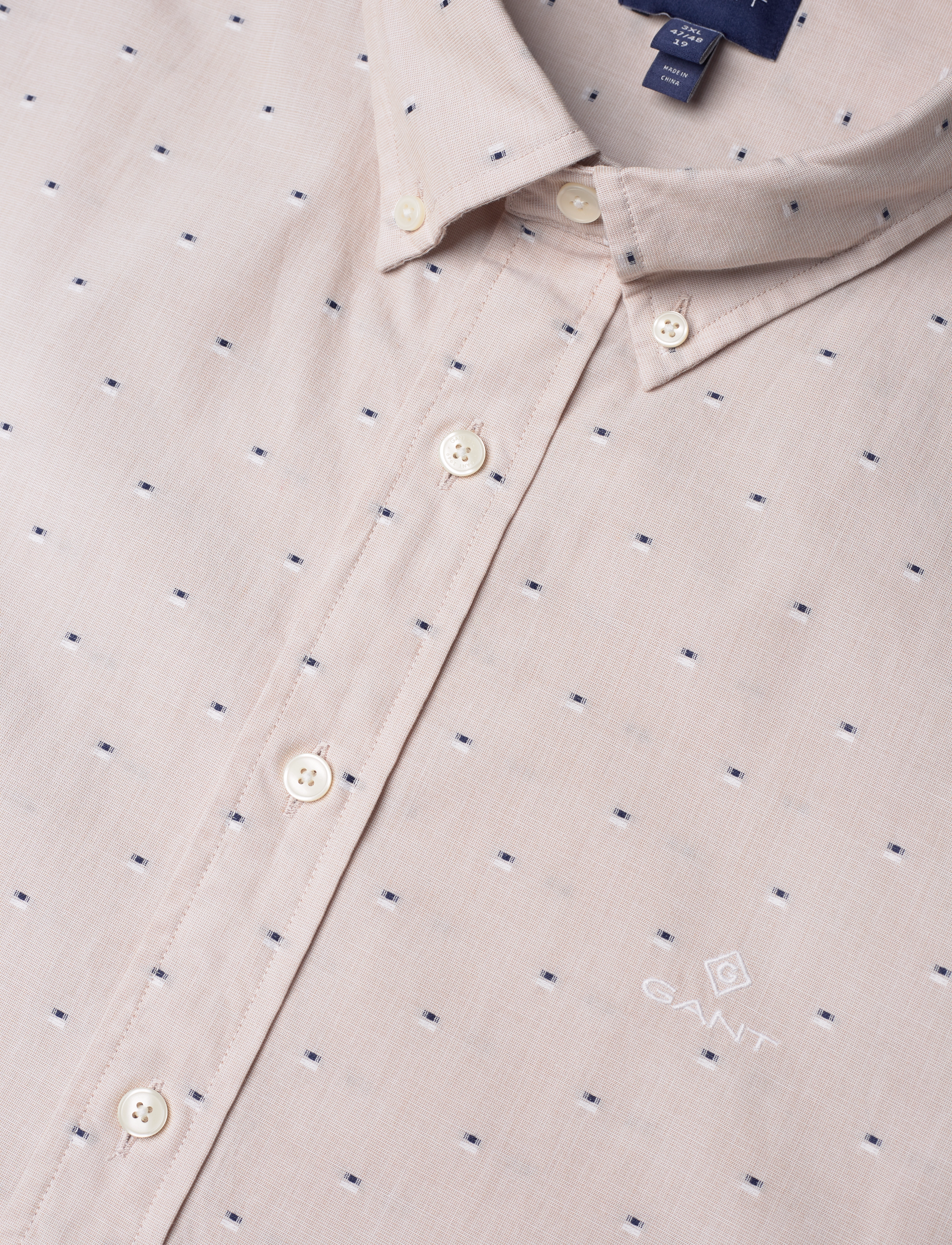 GANT - D1. SLIM DOBBY DOT SHIRT - hazelwood beige - 3