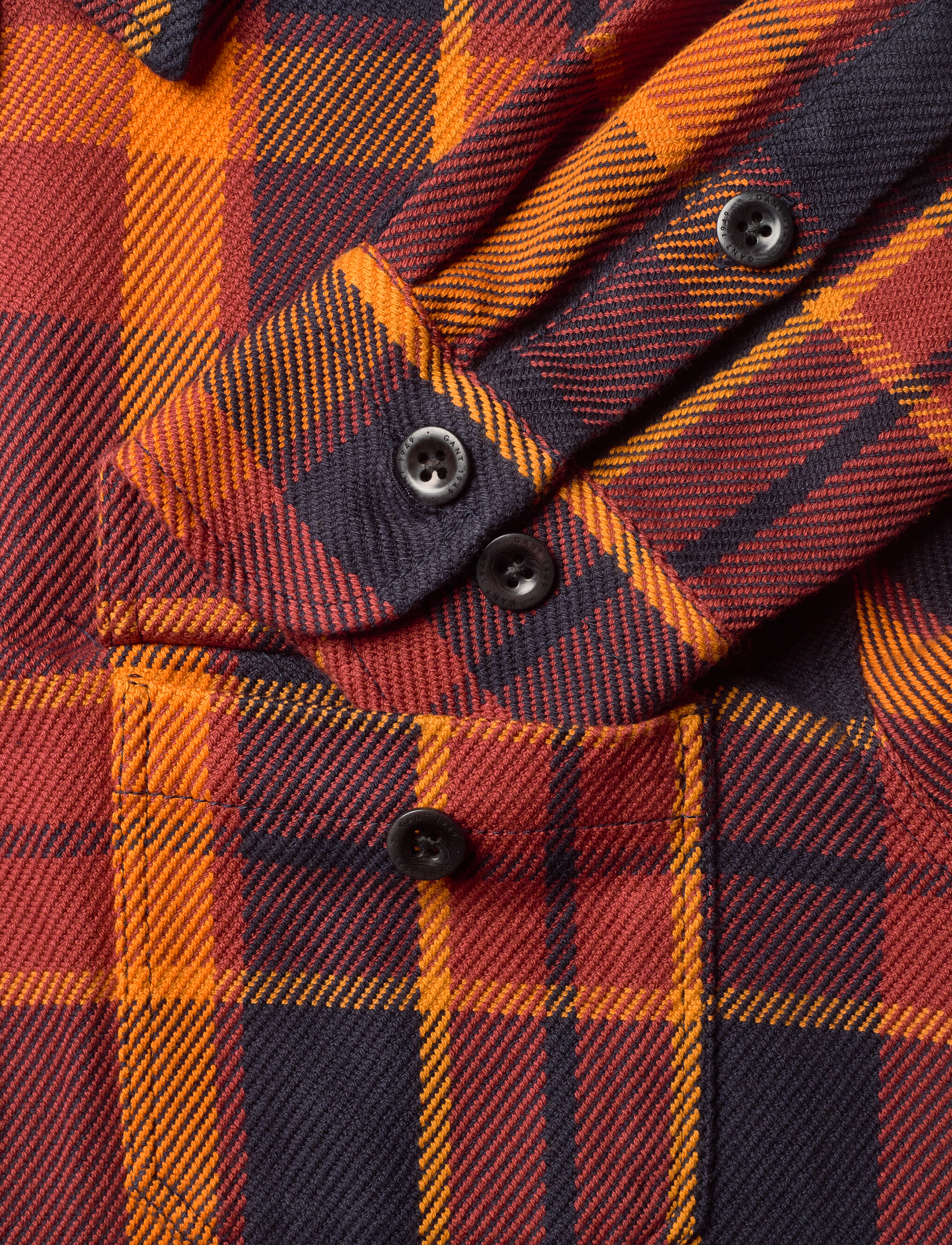 GANT - D1. HEAVY TWILL CHECK OVERSHIRT - burgundy - 3