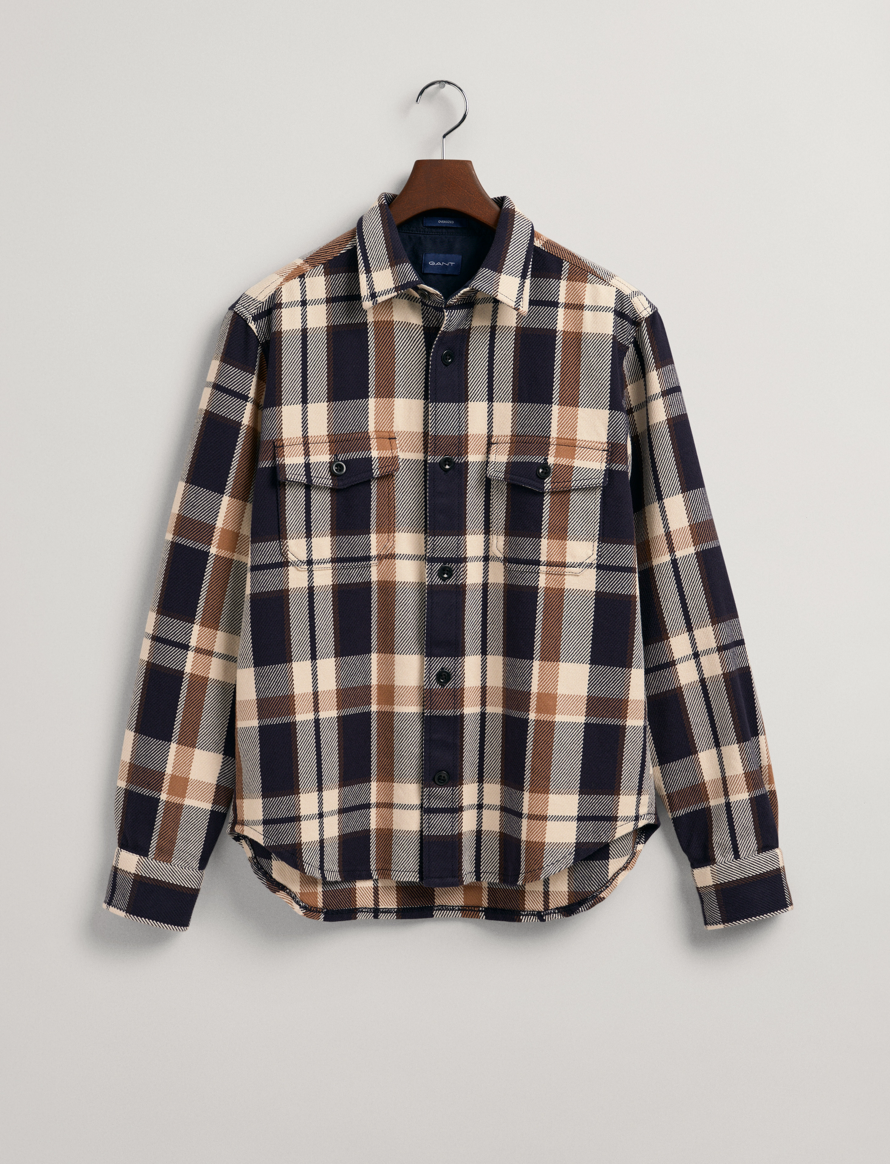 GANT - D1. HEAVY TWILL CHECK OVERSHIRT - vintage cream - 4