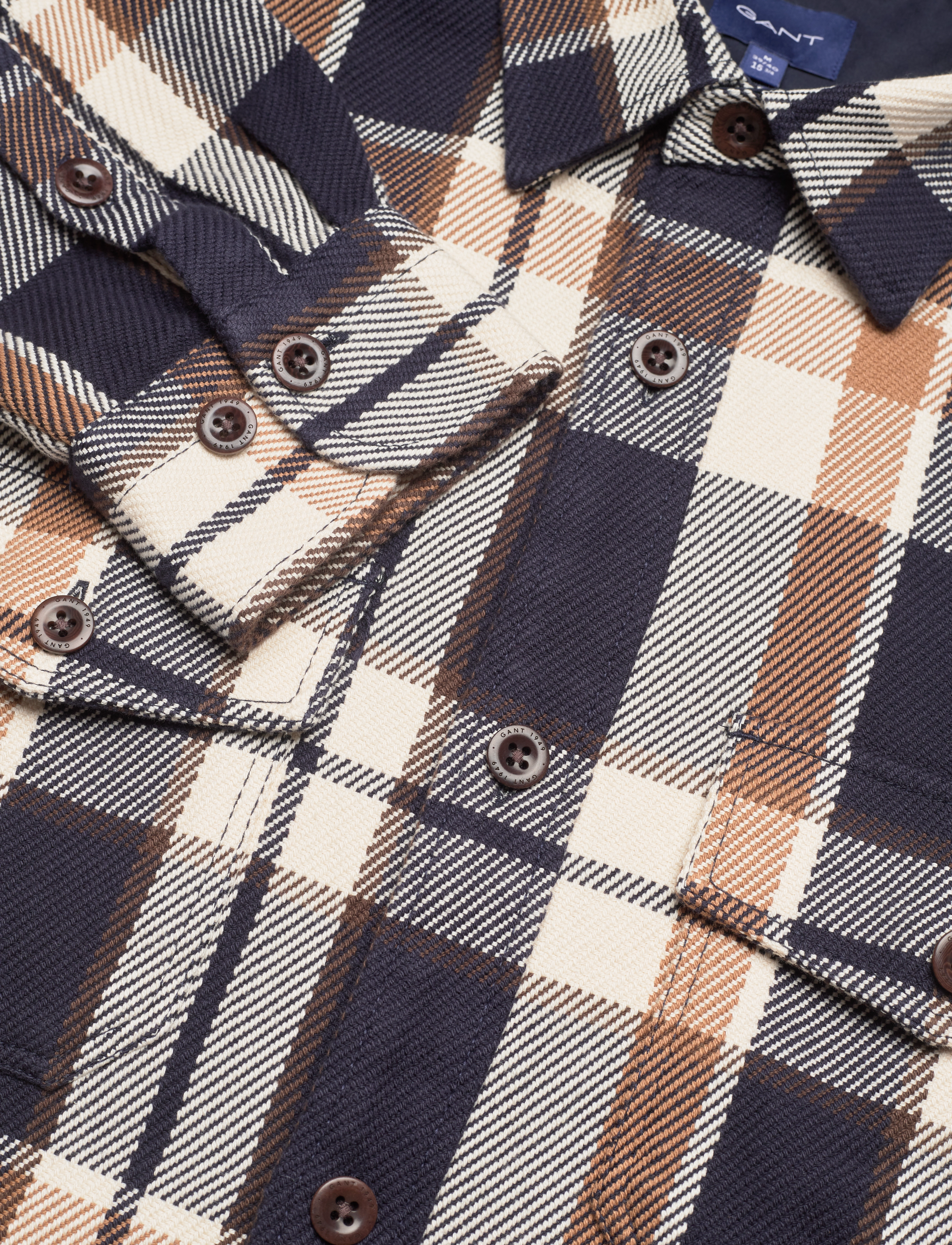 GANT - D1. HEAVY TWILL CHECK OVERSHIRT - vintage cream - 2