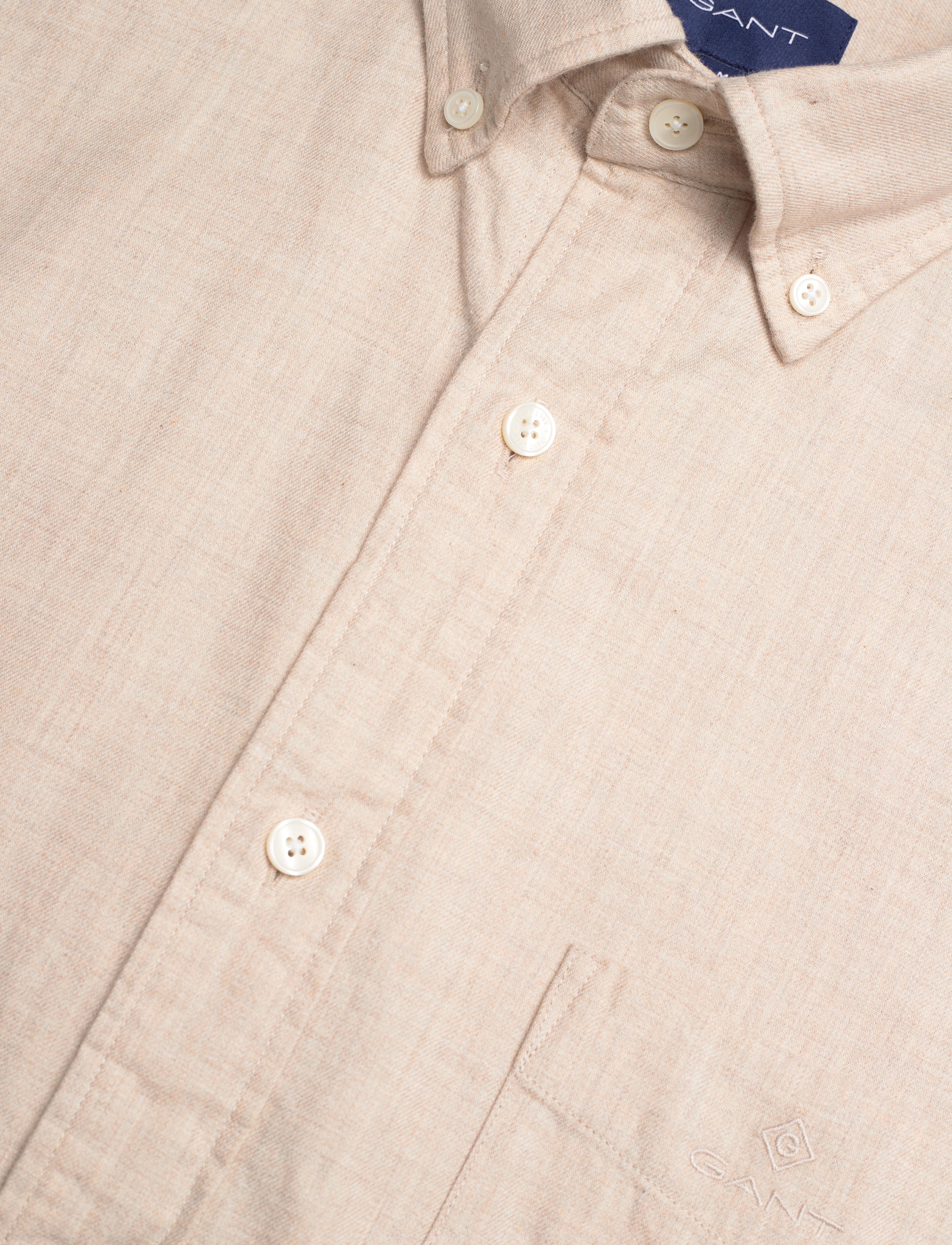 GANT - D2. REG UT FLANNEL MELANGE SHIRT - light beige melange - 3