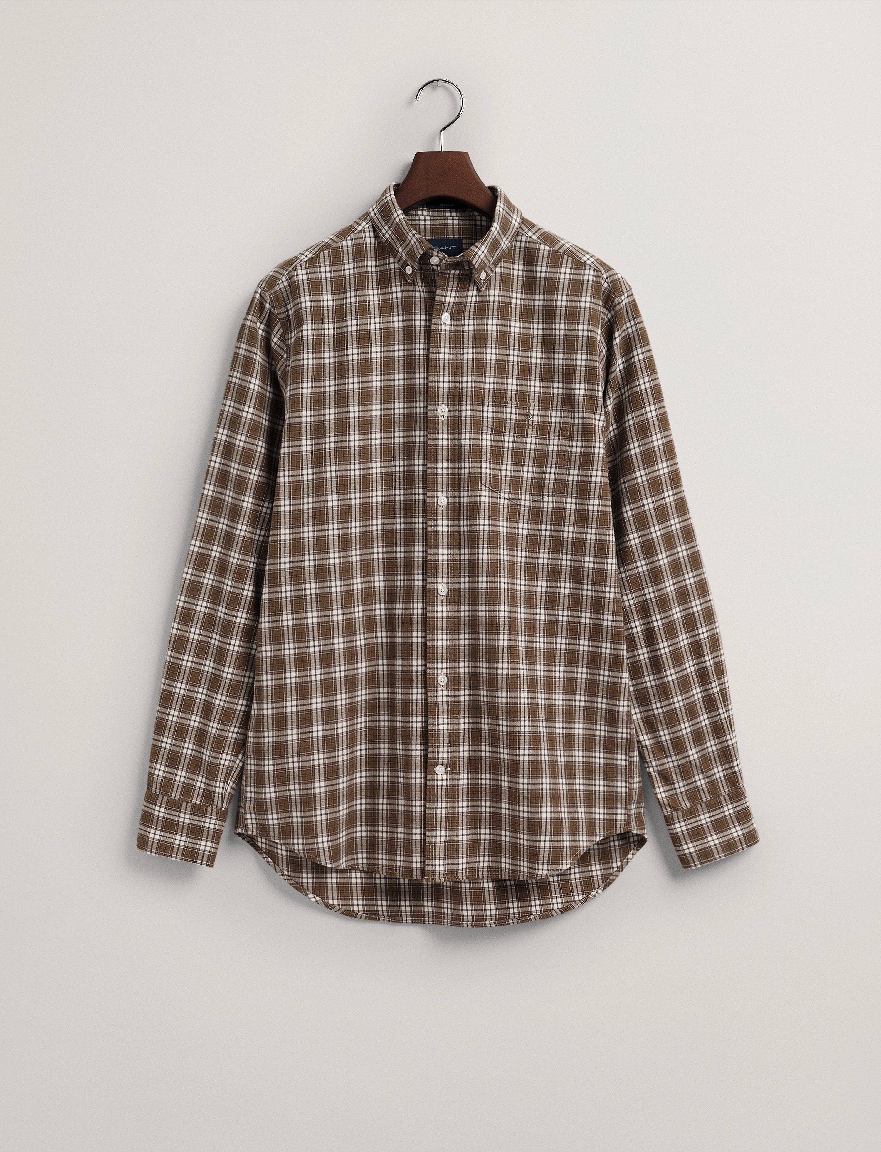 GANT - D2. REG FLANNEL CHECK SHIRT - army green - 4