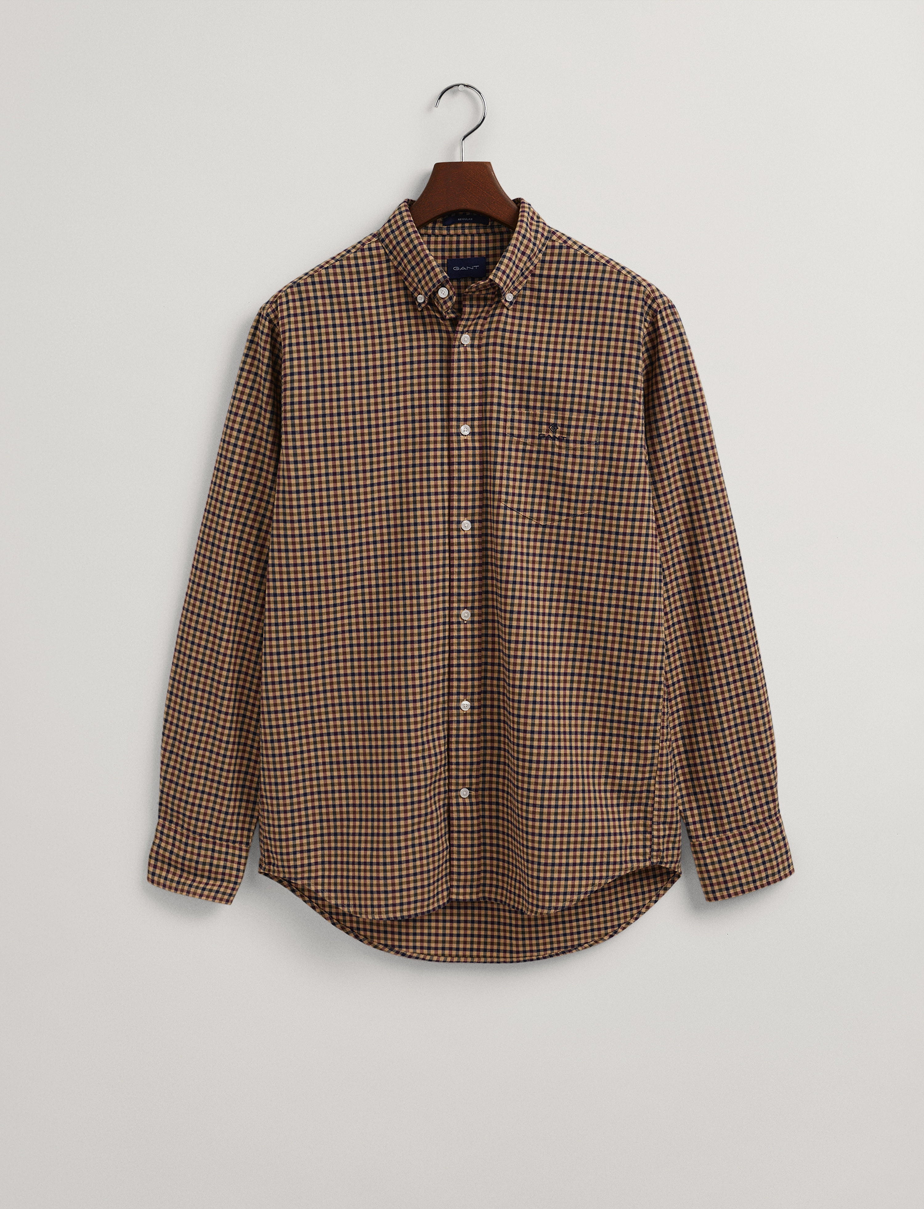 GANT - D1. REG GINGHAM TWILL SHIRT - hazelwood beige - 4