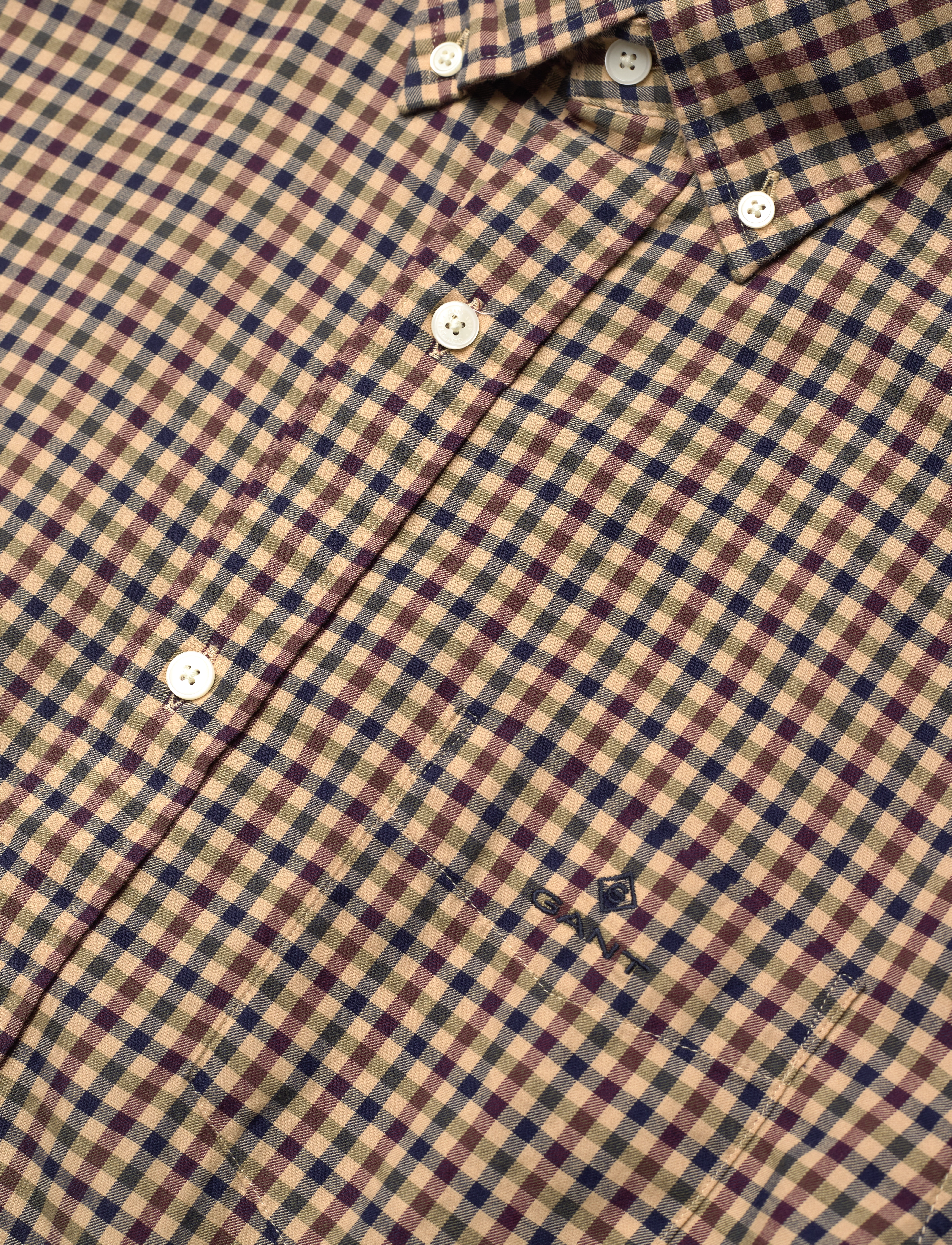 GANT - D1. REG GINGHAM TWILL SHIRT - hazelwood beige - 3
