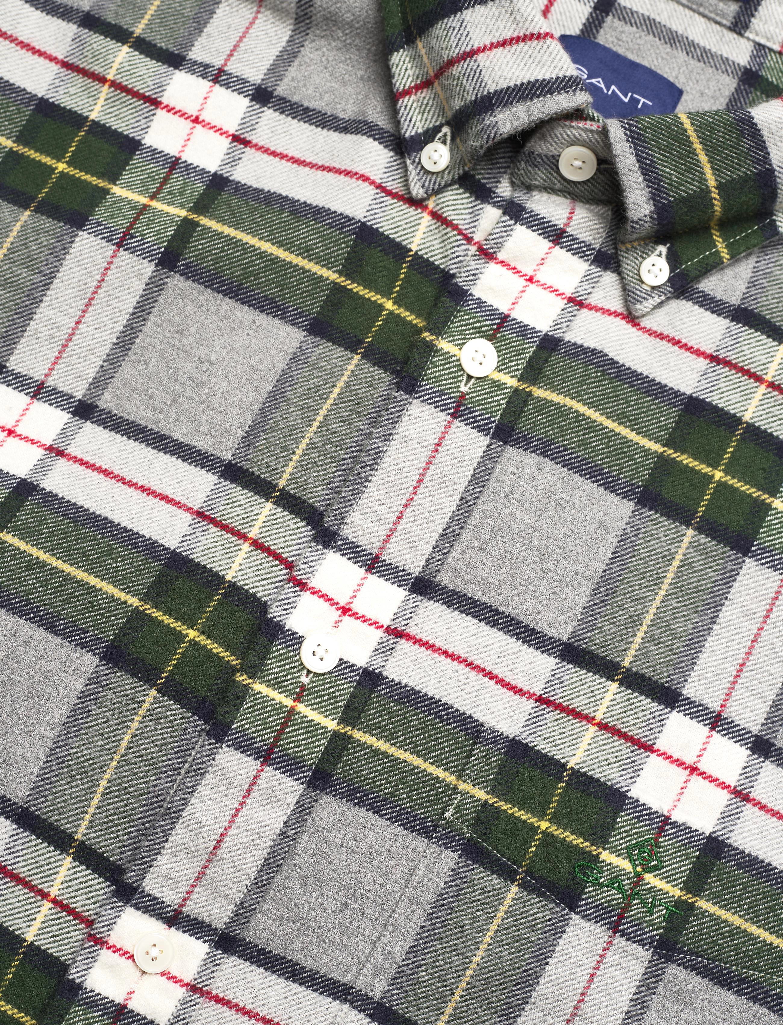 GANT - D2. REG UT FLANNEL CHECK SHIRT - grey melange - 3