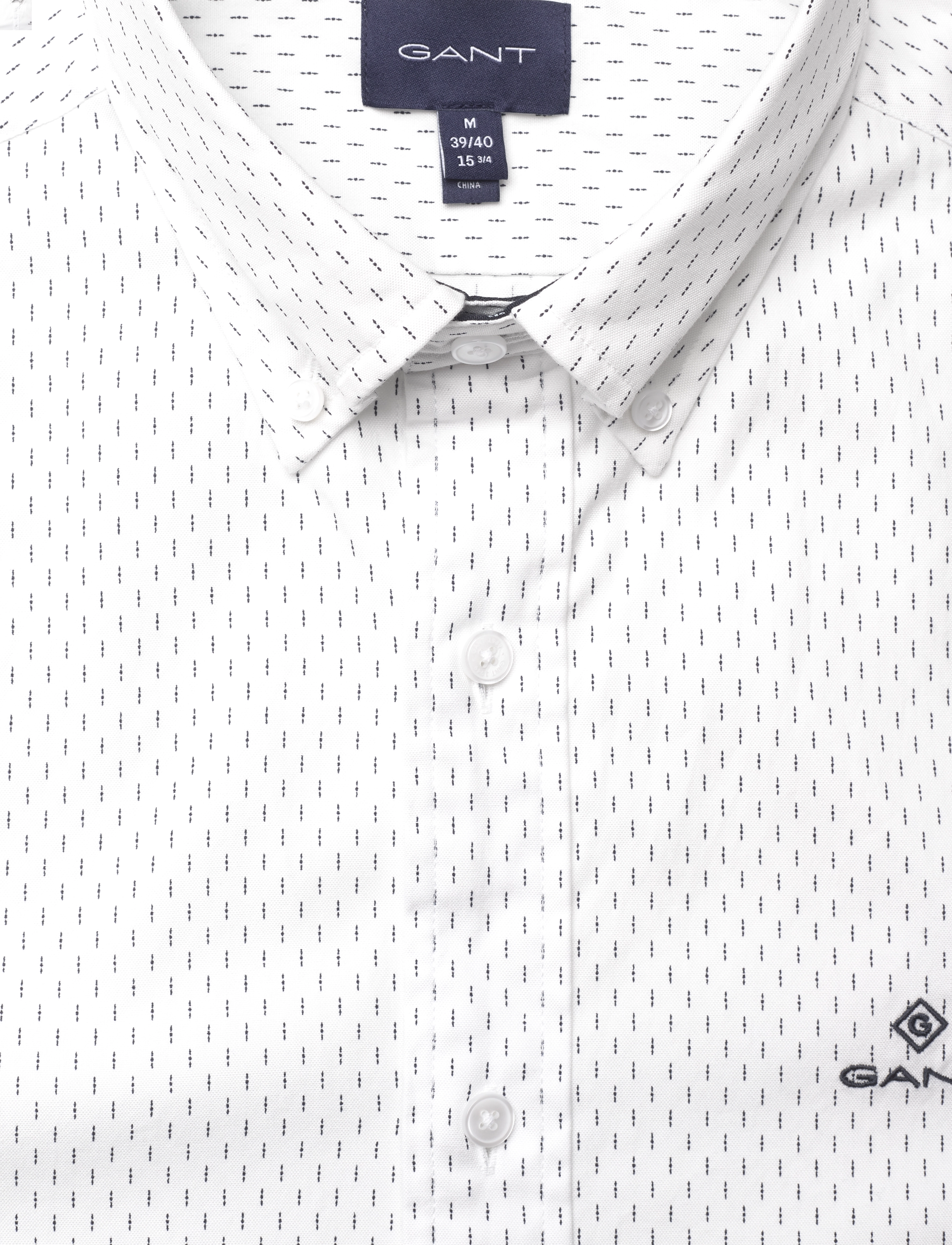 GANT - D1. SLIM MICRO PRINT OXFORD SHIRT - eggshell - 2
