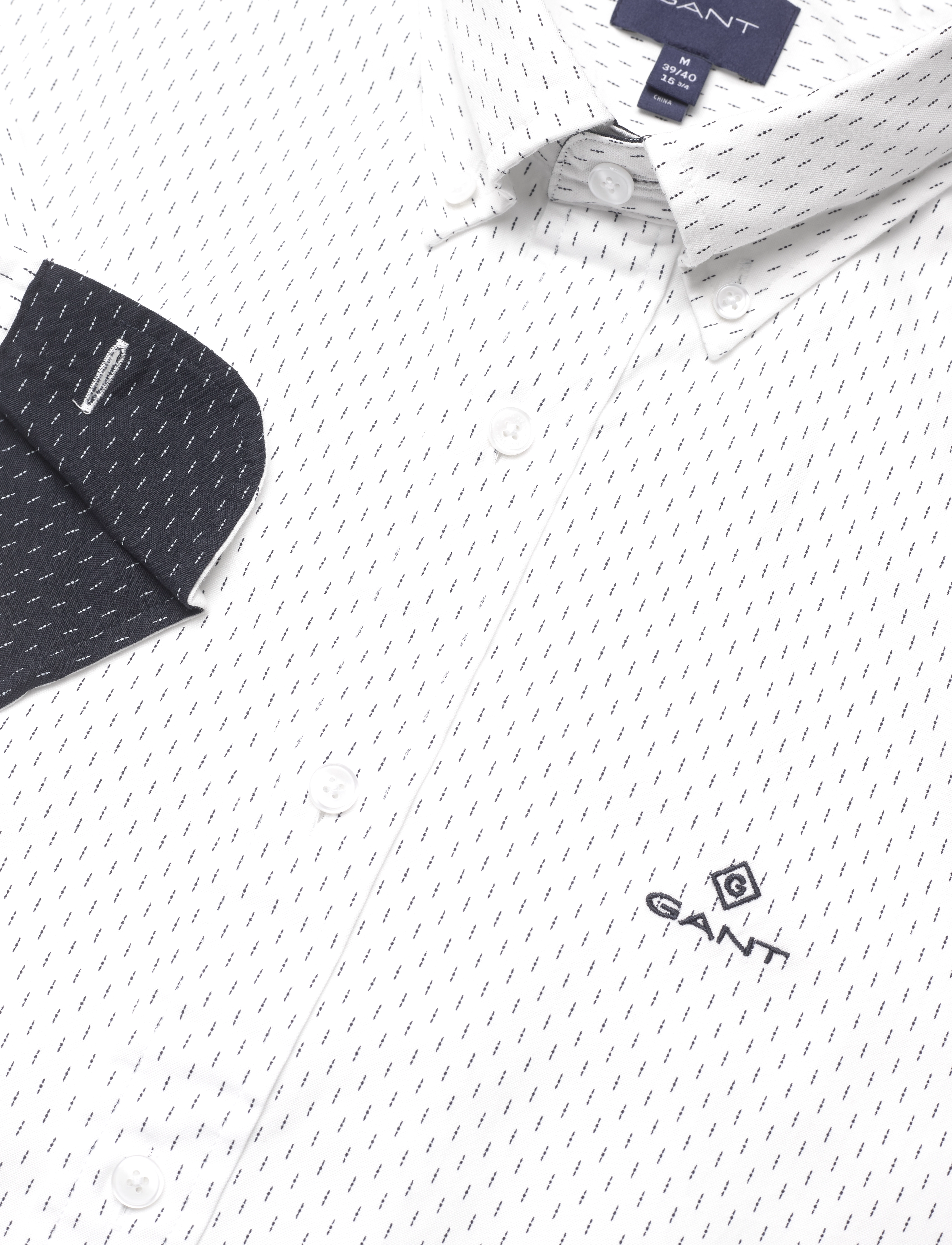 GANT - D1. SLIM MICRO PRINT OXFORD SHIRT - eggshell - 3