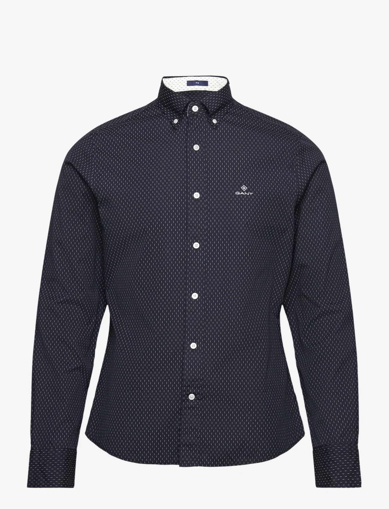 GANT - D1. SLIM MICRO PRINT OXFORD SHIRT - oxford-skjortor - evening blue - 0