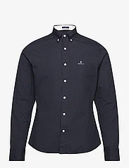 GANT - D1. SLIM MICRO PRINT OXFORD SHIRT - oxford shirts - evening blue - 0