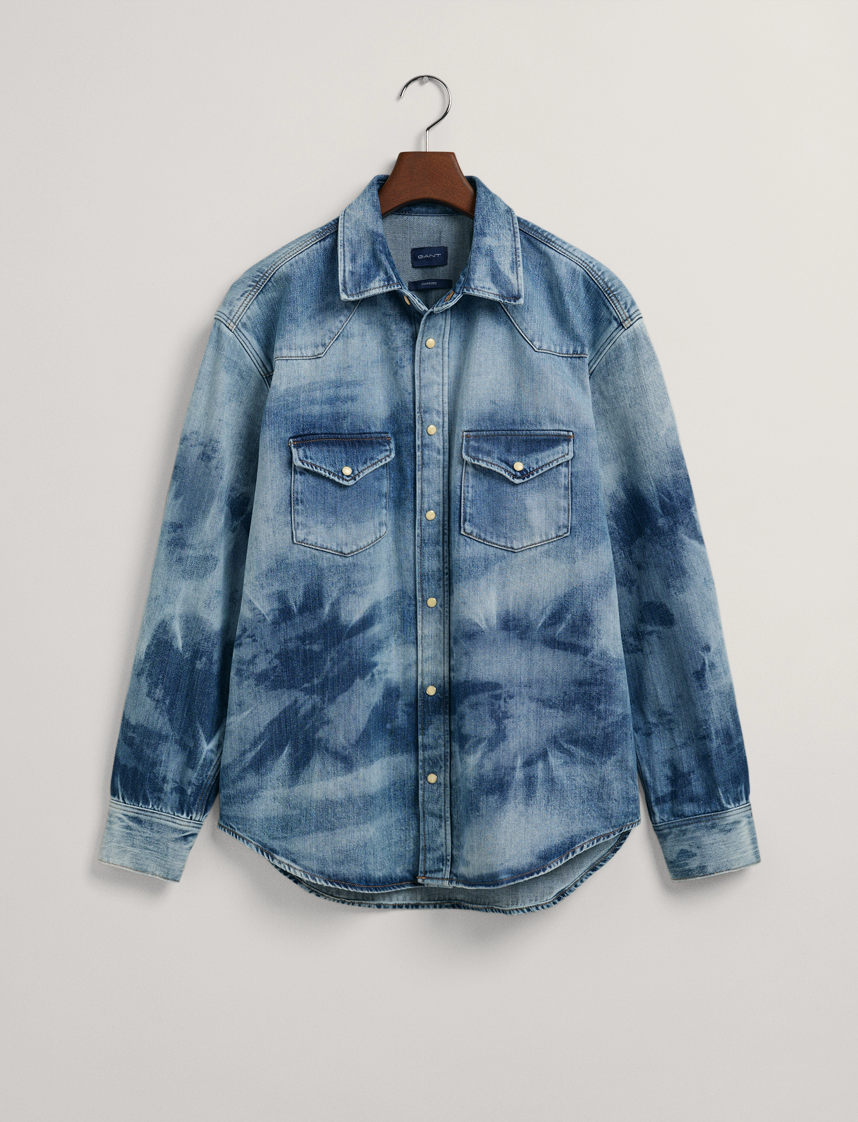 GANT - REL BLEACH WASH WESTERN SHIRT - semi light blue worn in - 4