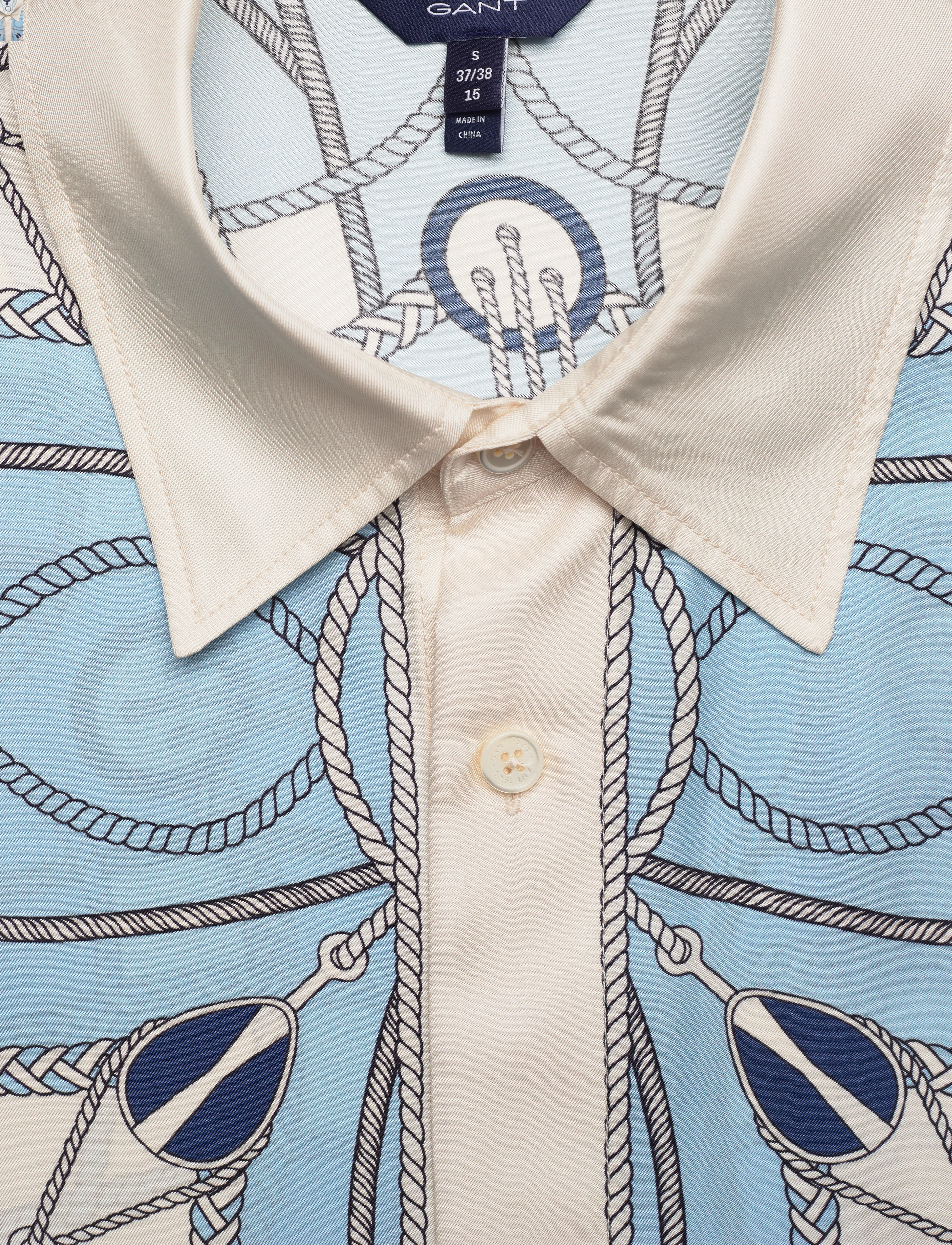 GANT - REL SAILING PRINT SILK SHIRT - waterfall blue - 2