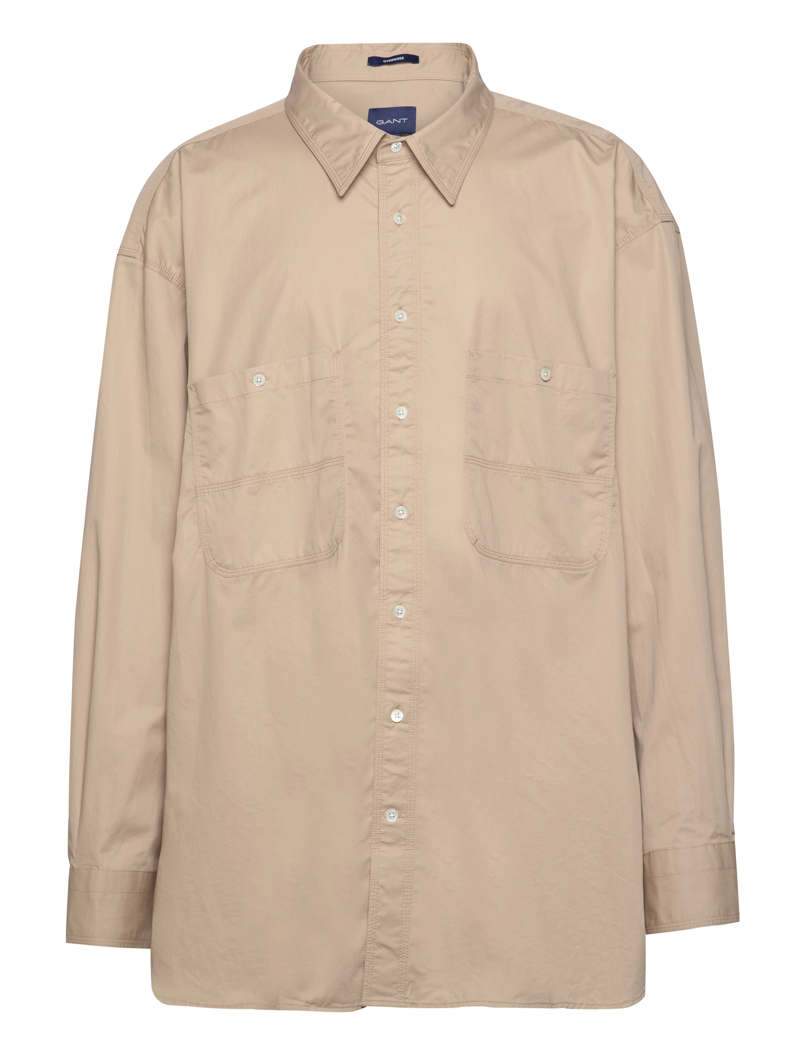 GANT Os Solid Poplin Shirt Beige - S - Herren