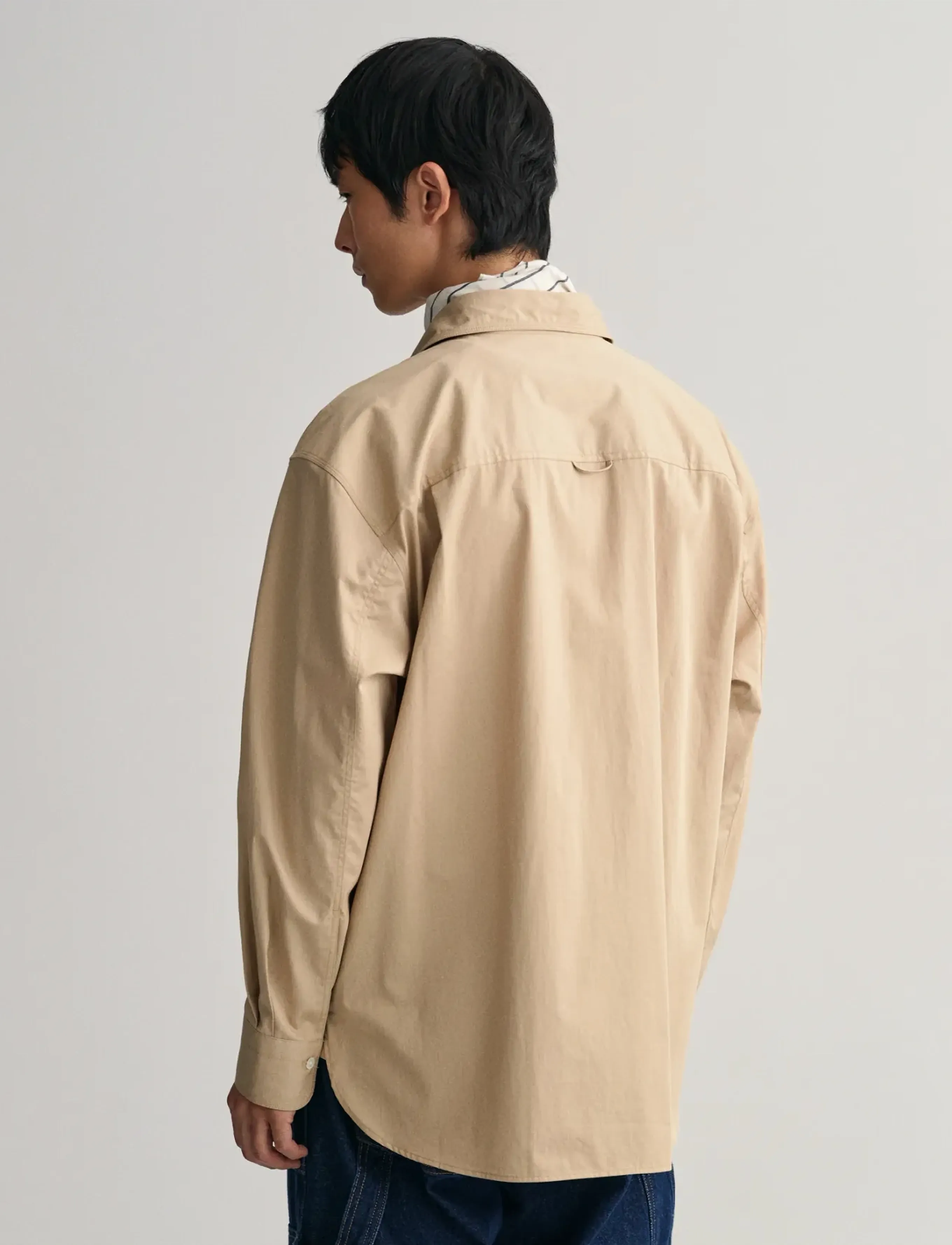 Gant - OS SOLID POPLIN SHIRT - tavalised t-särgid - concrete beige - 3