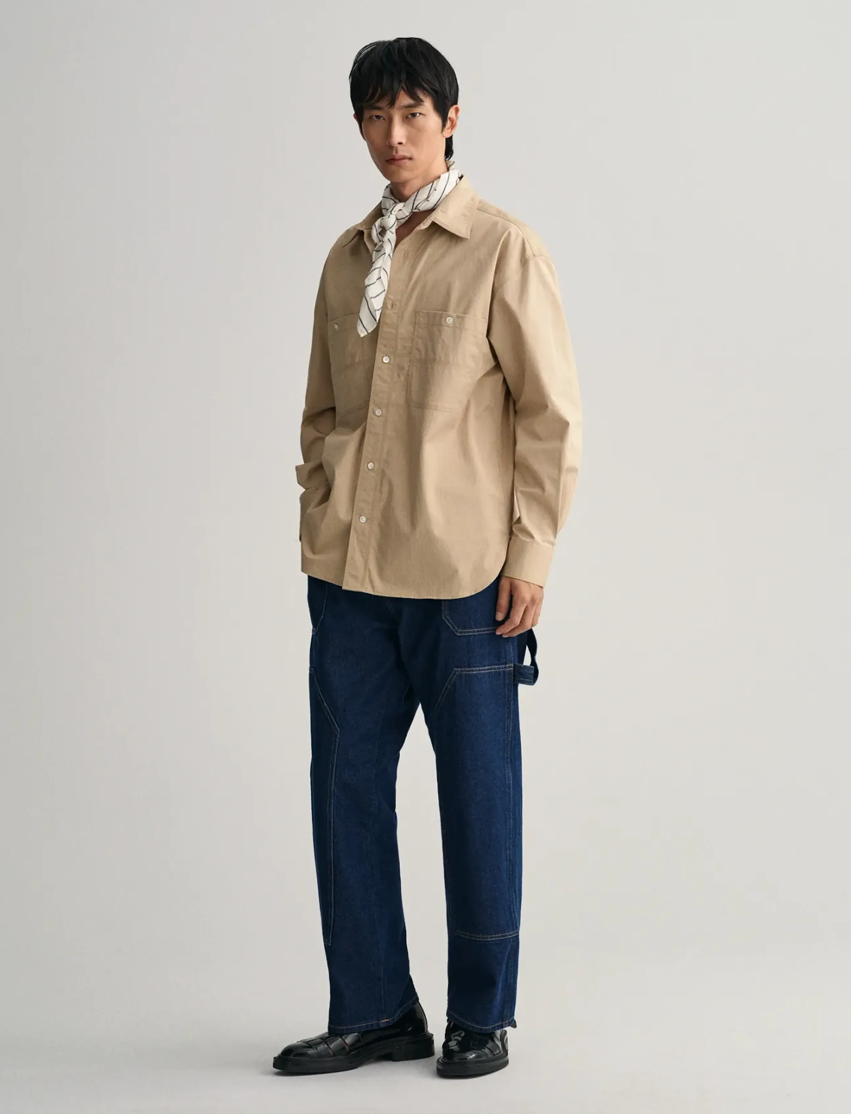 Gant - OS SOLID POPLIN SHIRT - tavalised t-särgid - concrete beige - 5