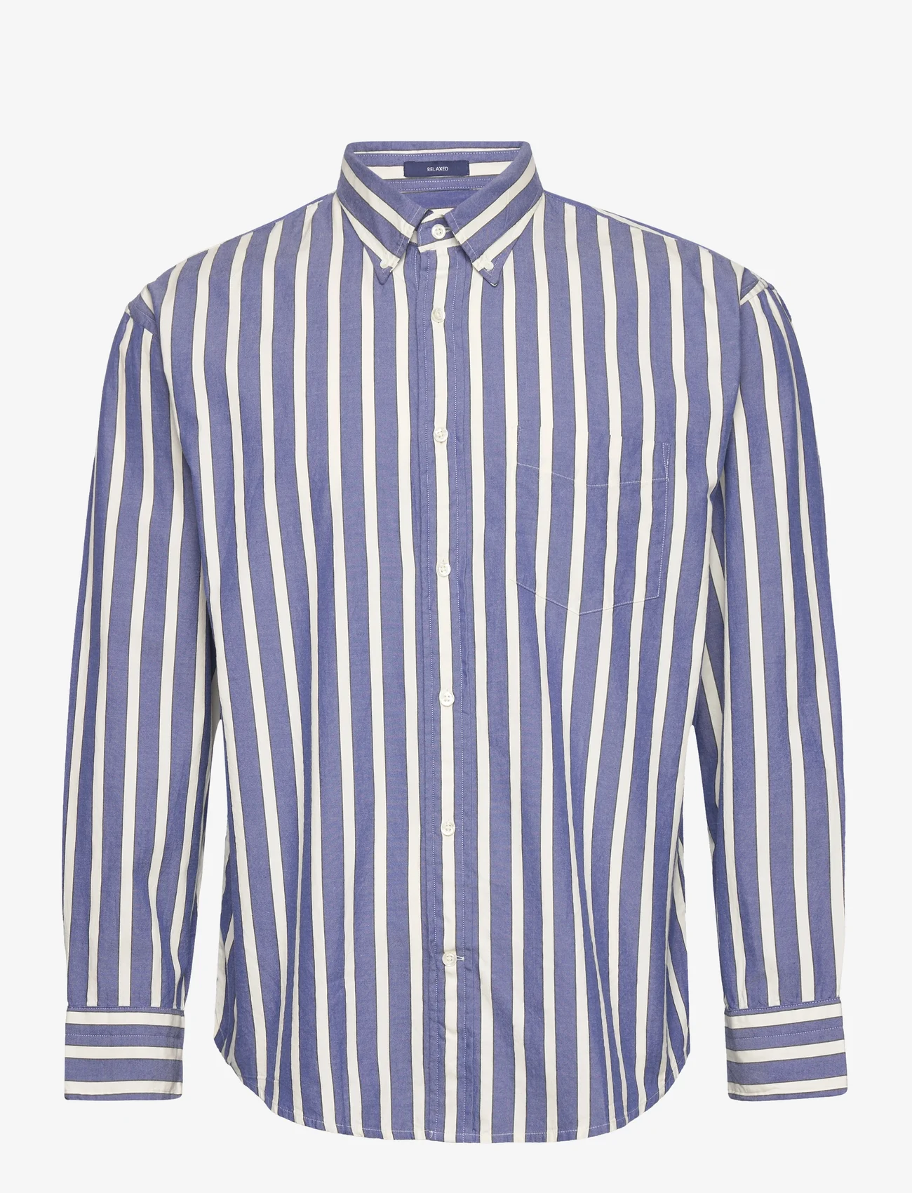 GANT - REL DREAMY OXFORD STRIPE SHIRT - oxford-skjortor - college blue - 0