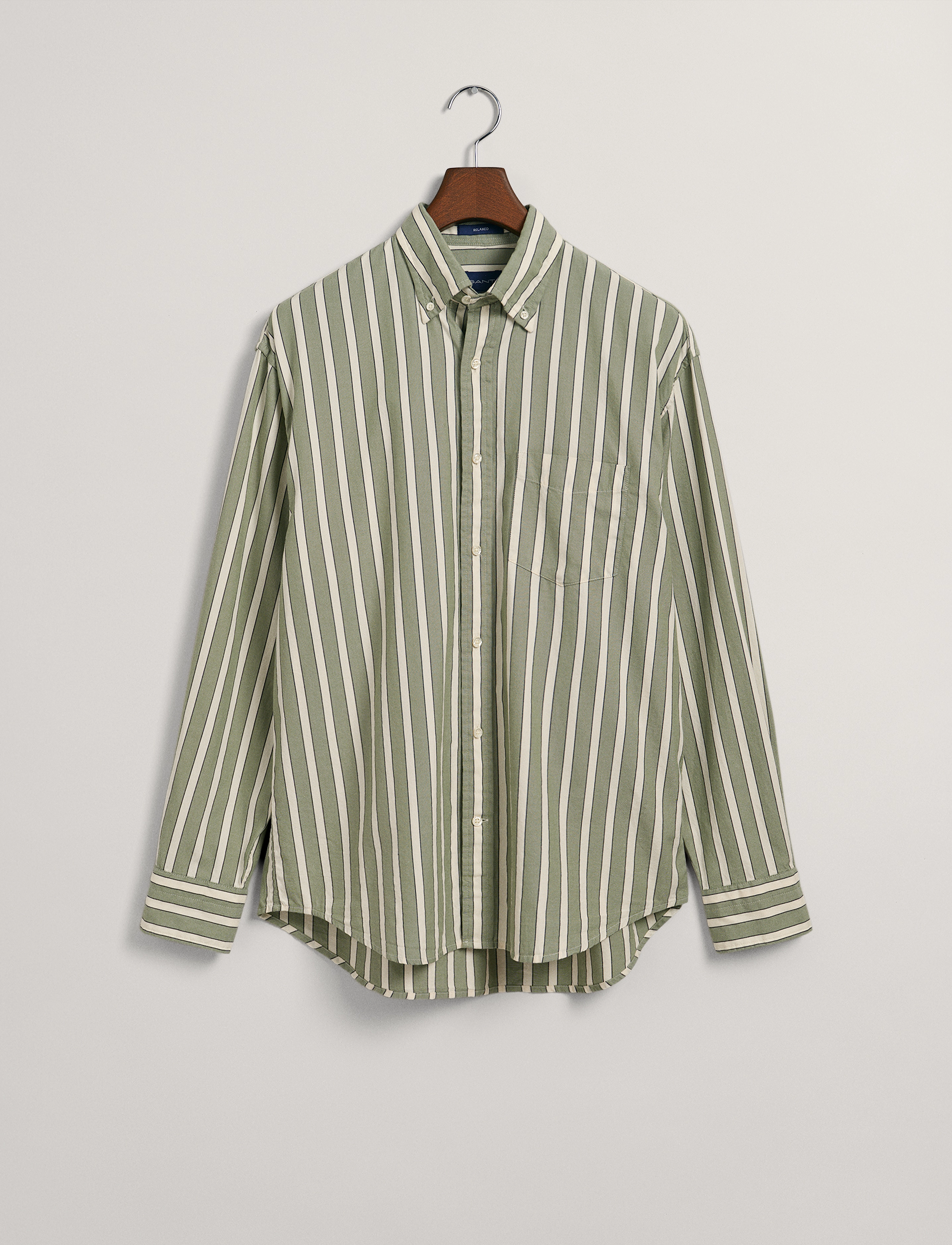 GANT - REL DREAMY OXFORD STRIPE SHIRT - kalamata green - 2