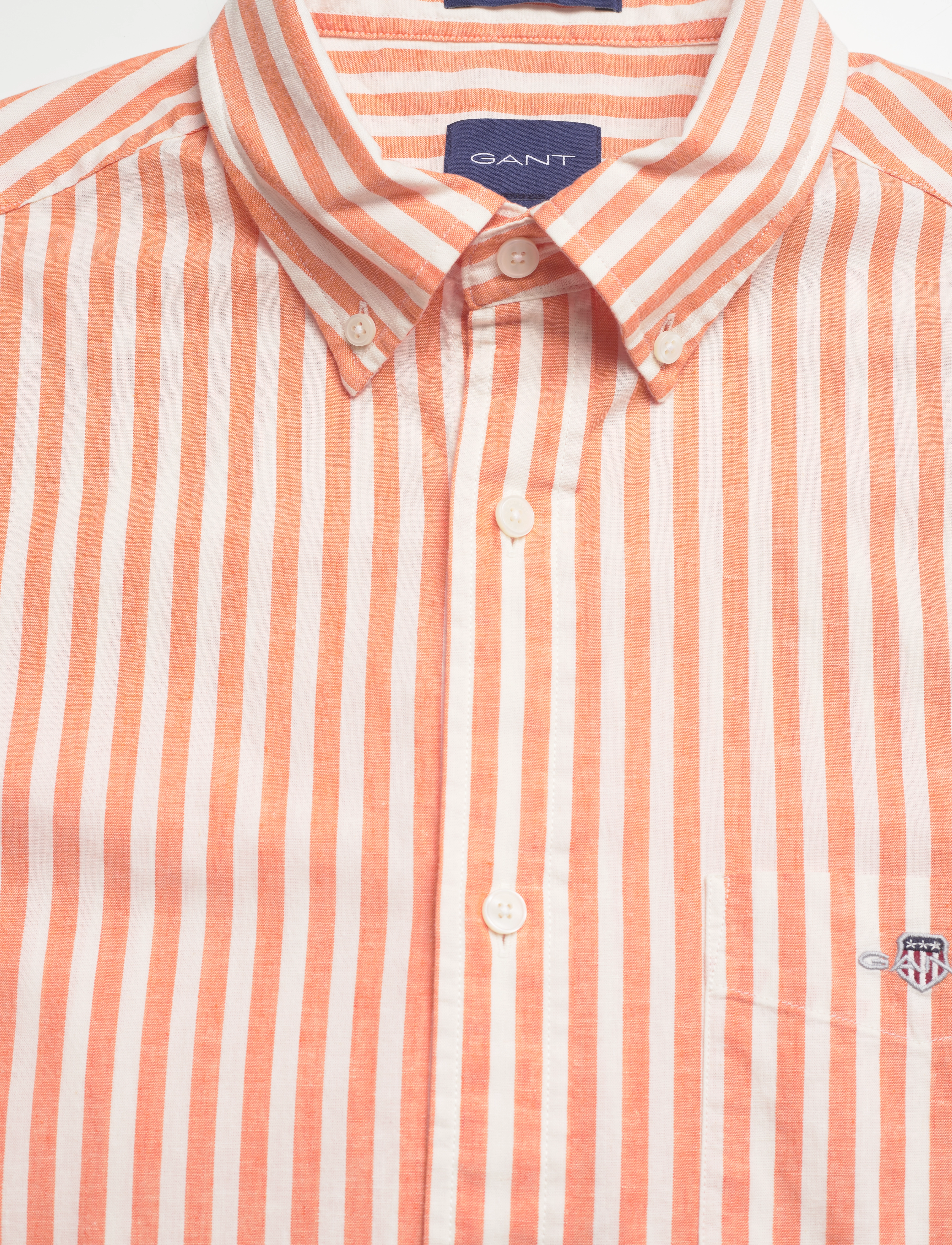 GANT - REG COTTON LINEN STRIPE SHIRT - apricot orange - 2