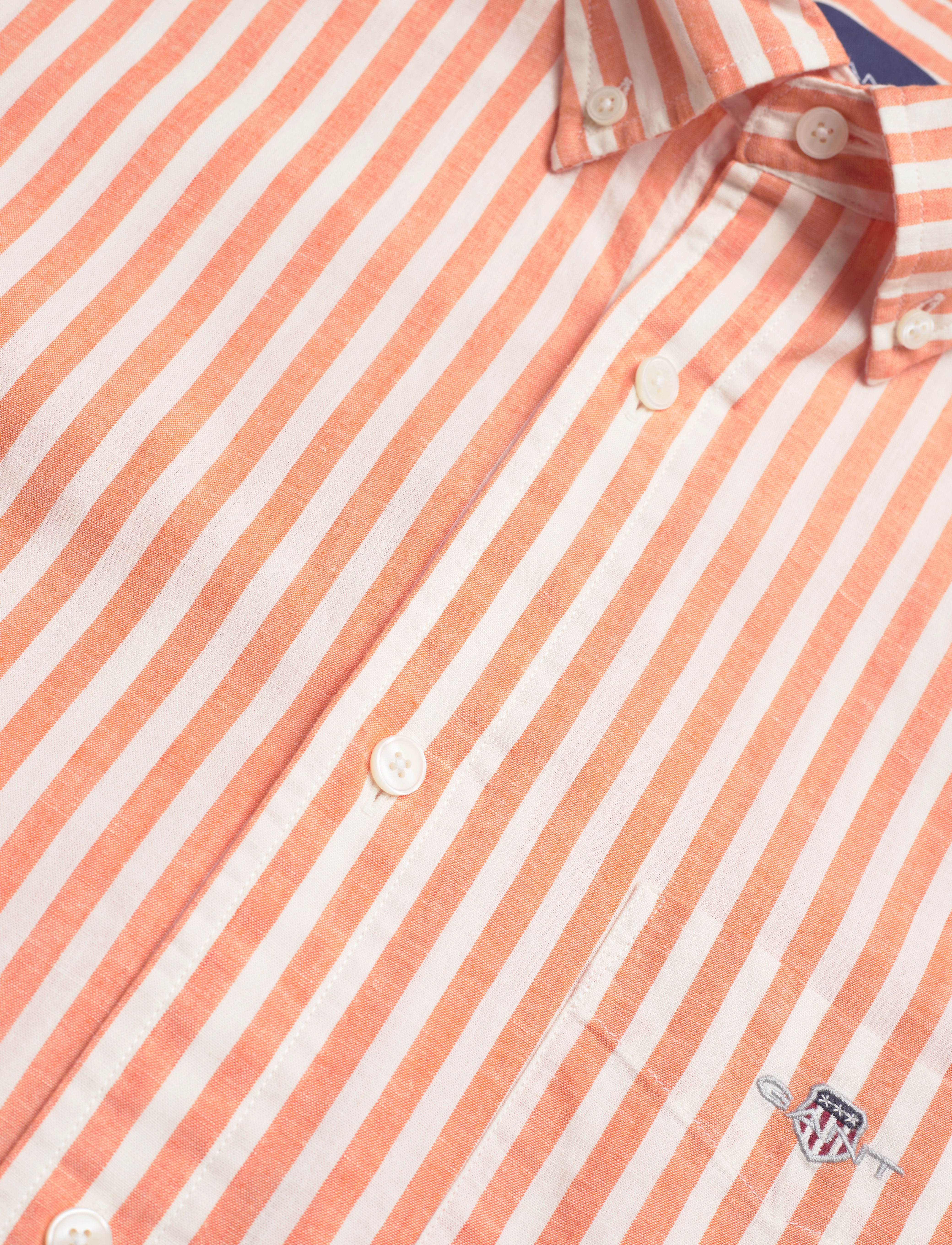GANT - REG COTTON LINEN STRIPE SHIRT - apricot orange - 3