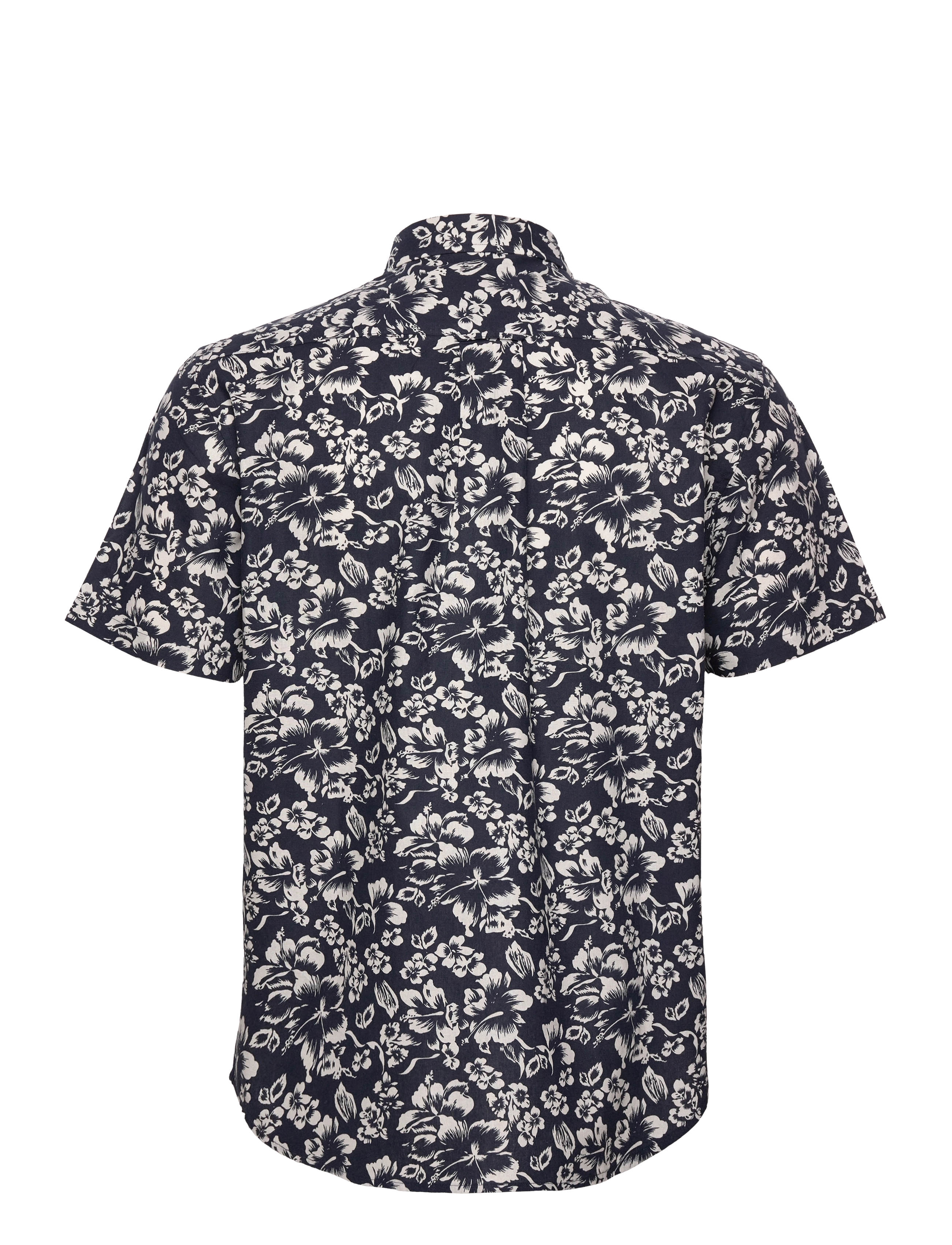 GANT - REG FLORAL COTTON LINEN SS SHIRT - marine - 1