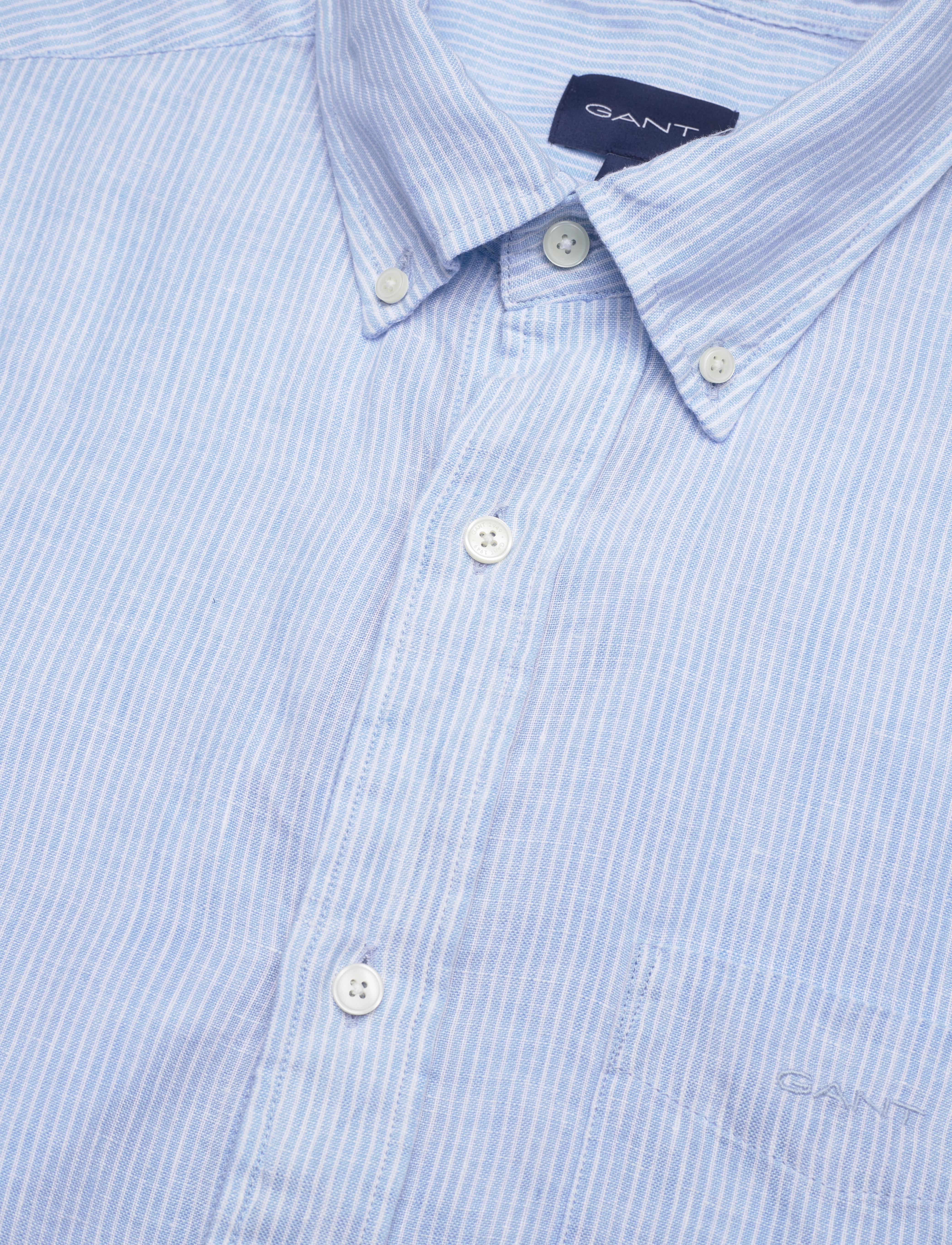 GANT - REG LINEN STRIPE SHIRT - capri blue - 3