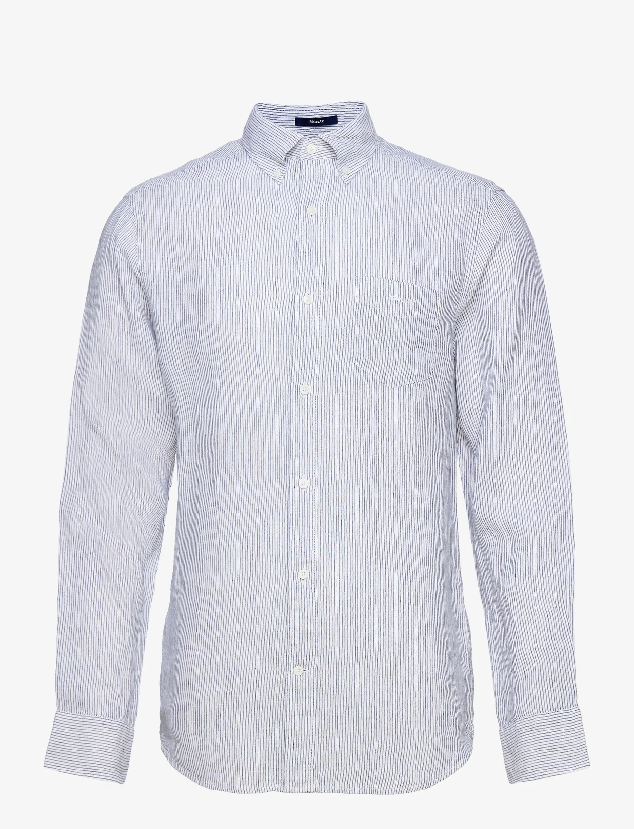 GANT - REG LINEN STRIPE SHIRT - linen shirts - white - 0