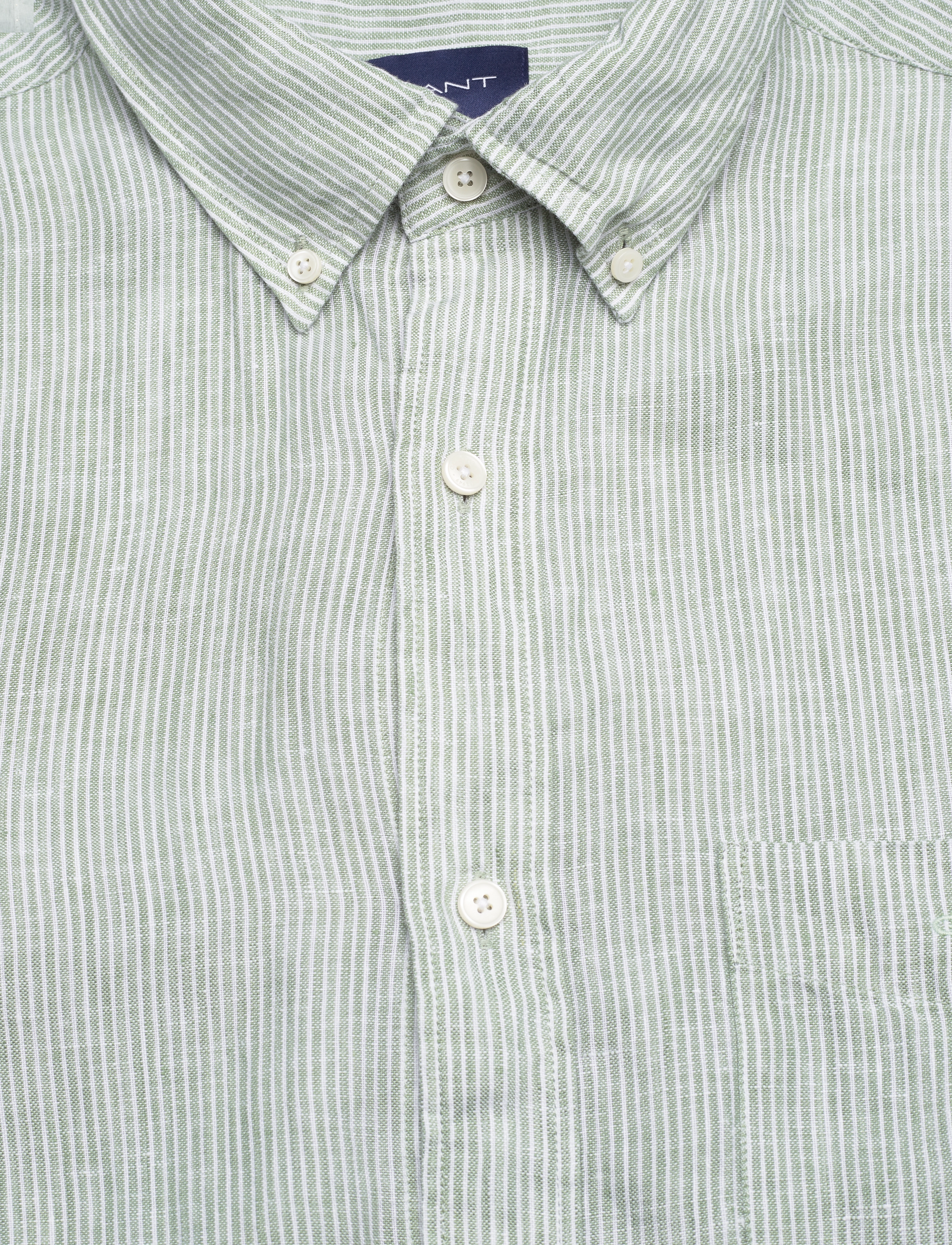 GANT - REG LINEN STRIPE SS SHIRT - kalamata green - 2