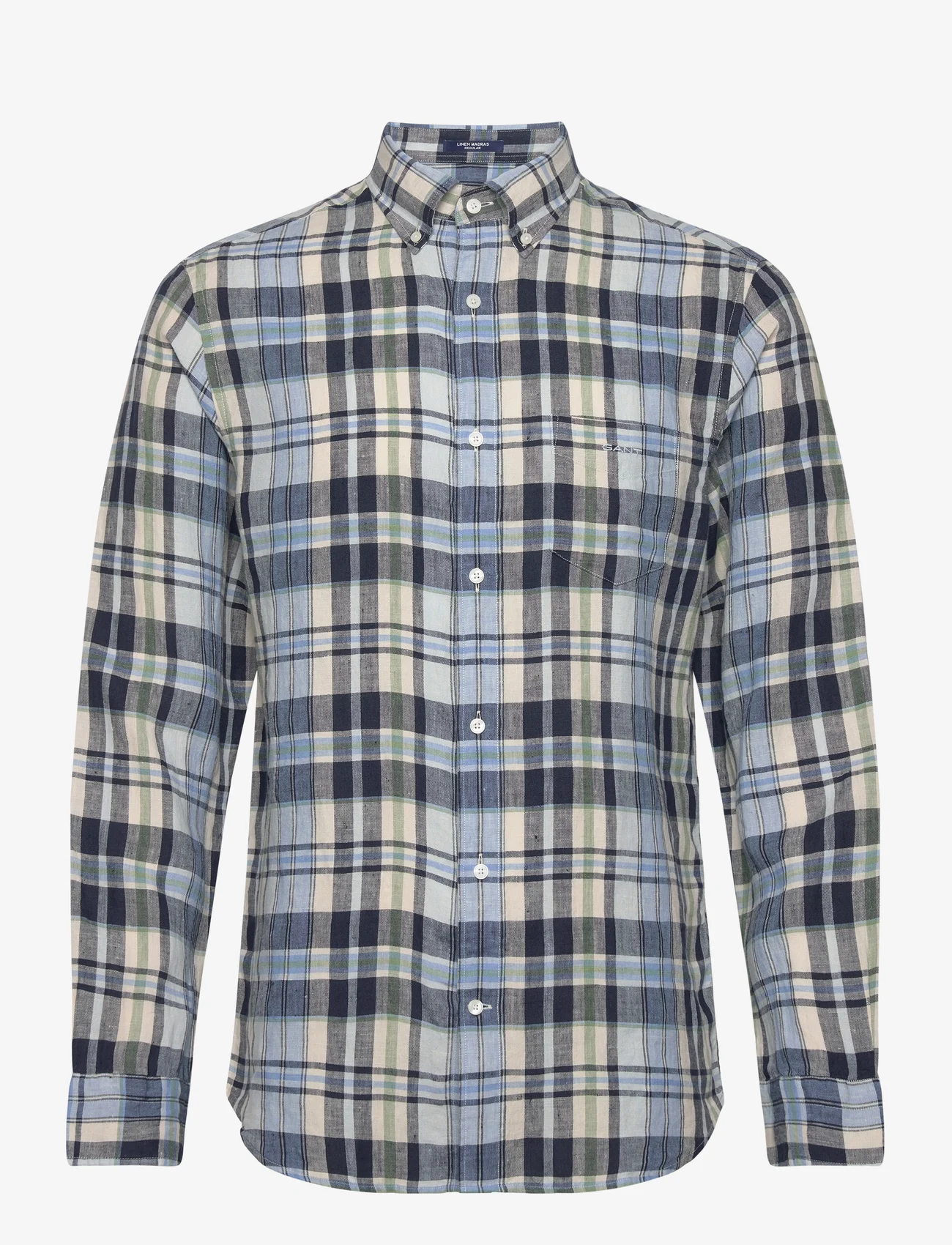 GANT - REG LINEN MADRAS SHIRT - checkered shirts - marine - 0