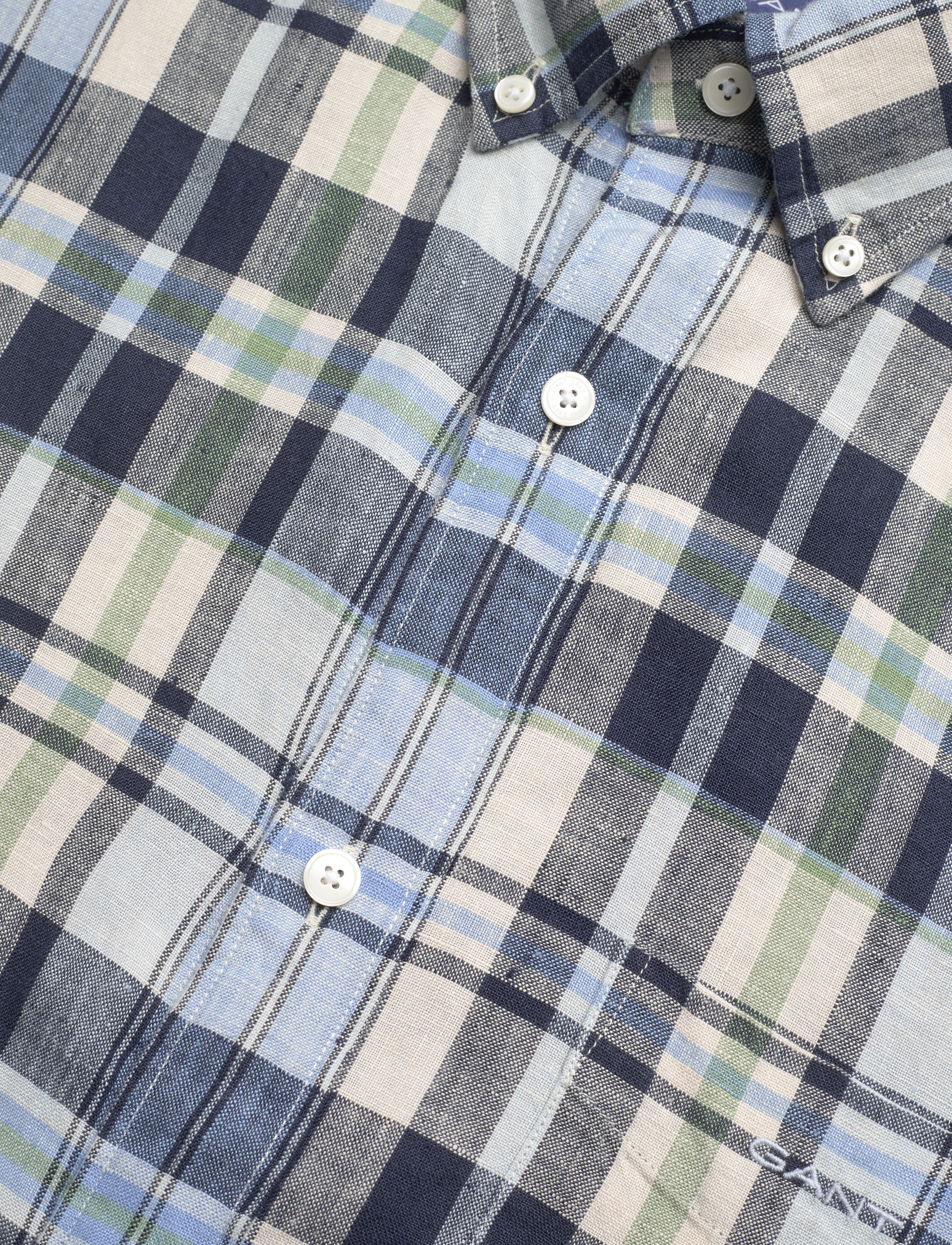 GANT - REG LINEN MADRAS SHIRT - marine - 3