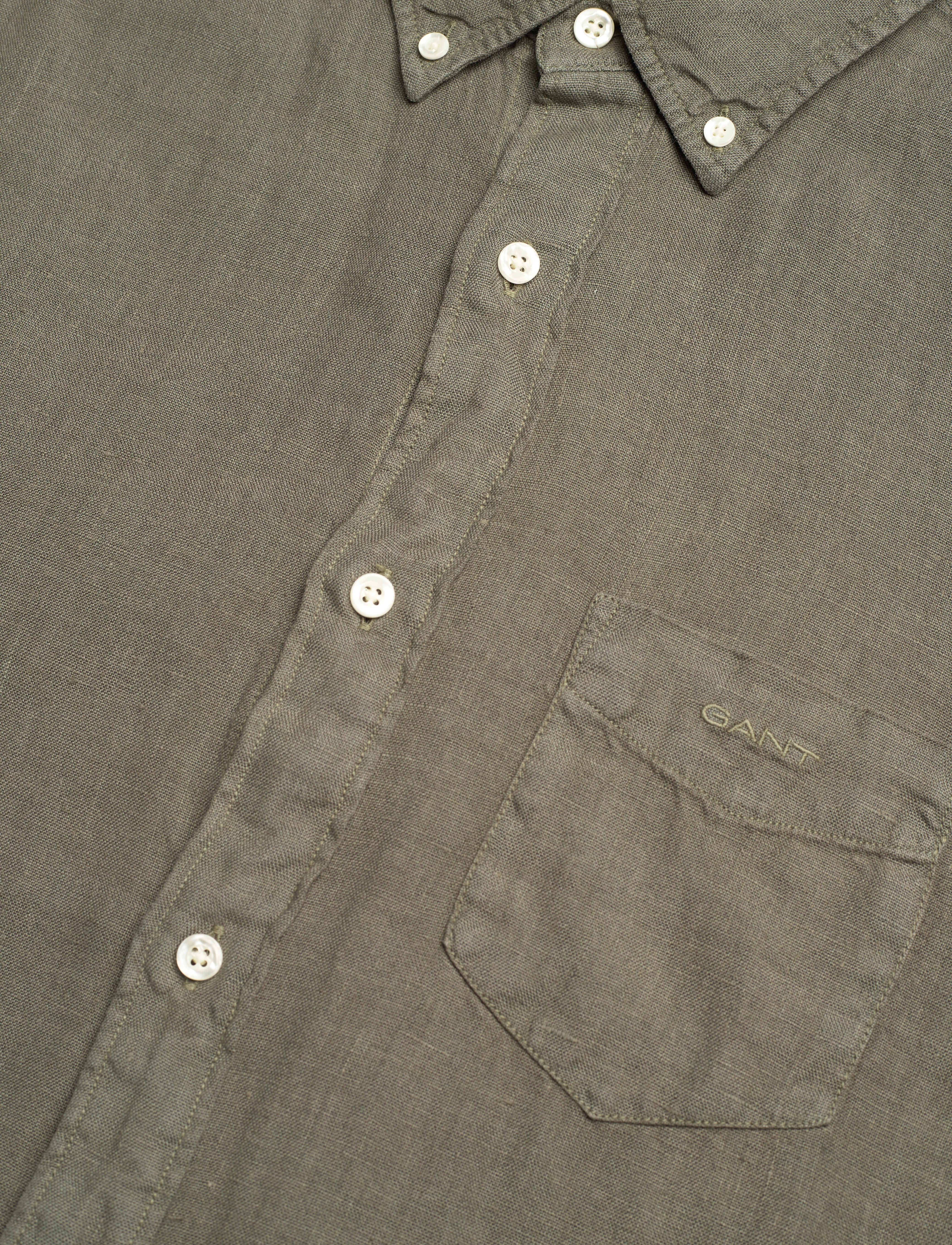 GANT - REG UT GMNT DYED LINEN SHIRT - green ash - 3