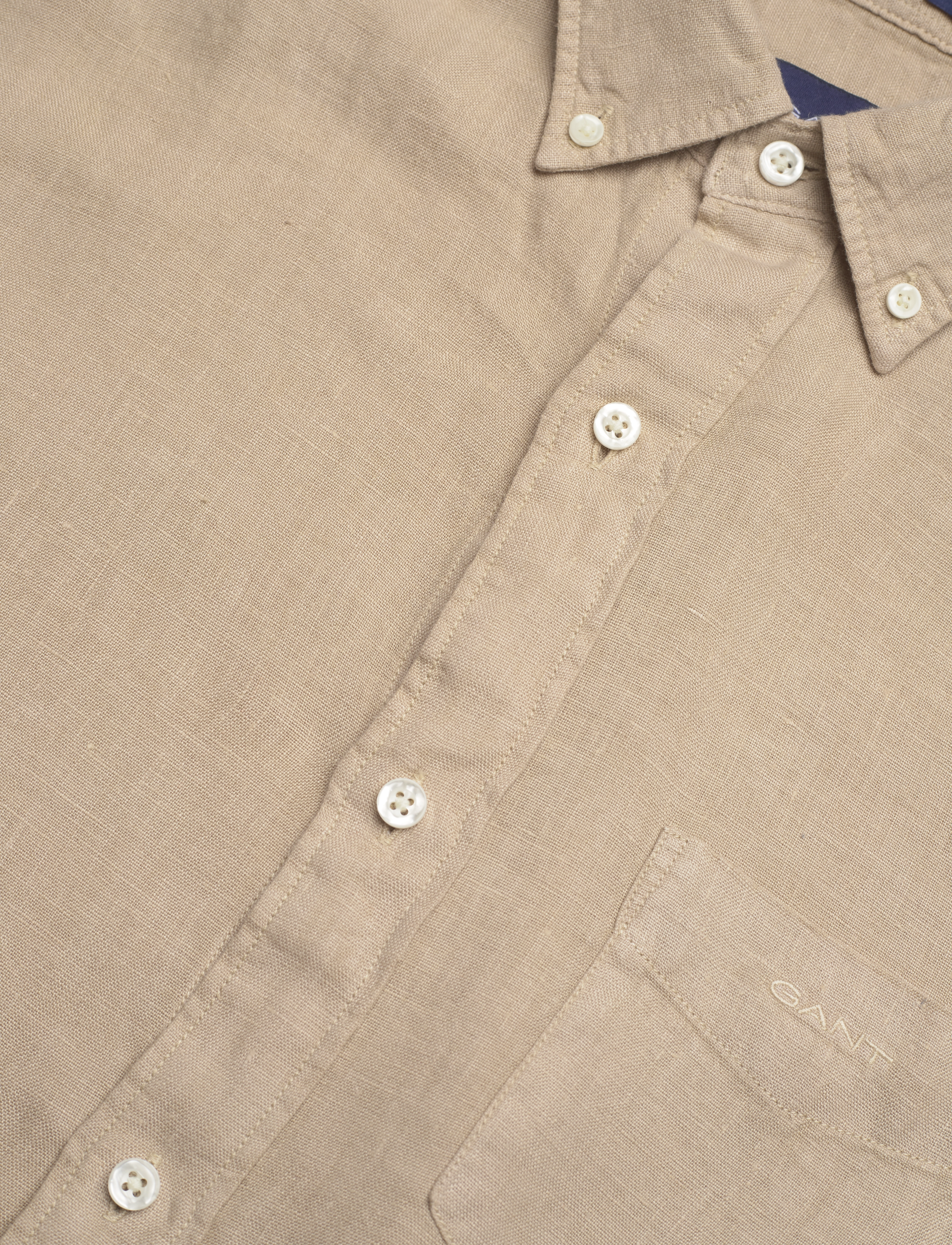 GANT - REG UT GMNT DYED LINEN SS SHIRT - concrete beige - 3