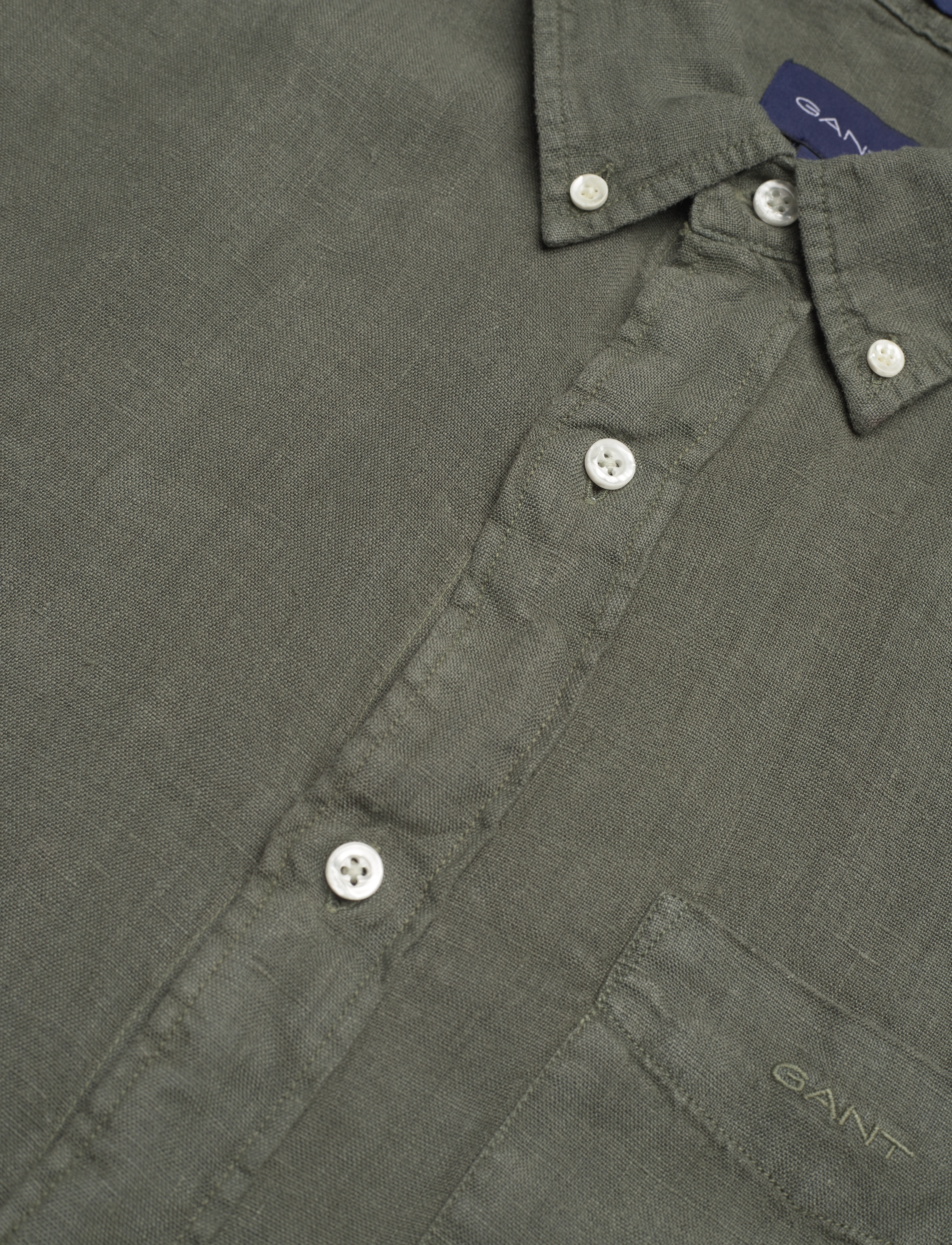GANT - REG UT GMNT DYED LINEN SS SHIRT - green ash - 3