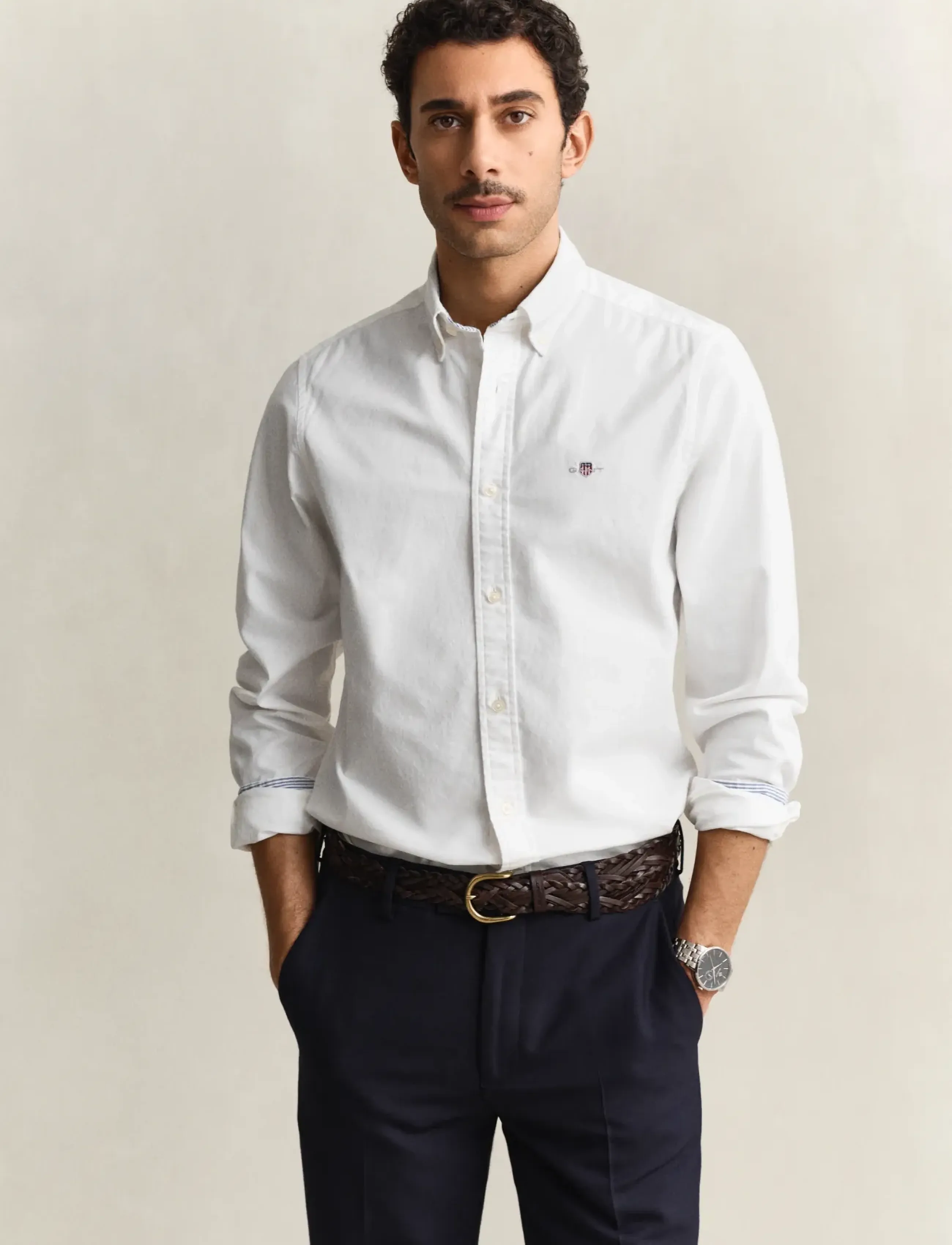 GANT SLIM STRETCH OXFORD SHIRT - Inspiration - WHITE / white