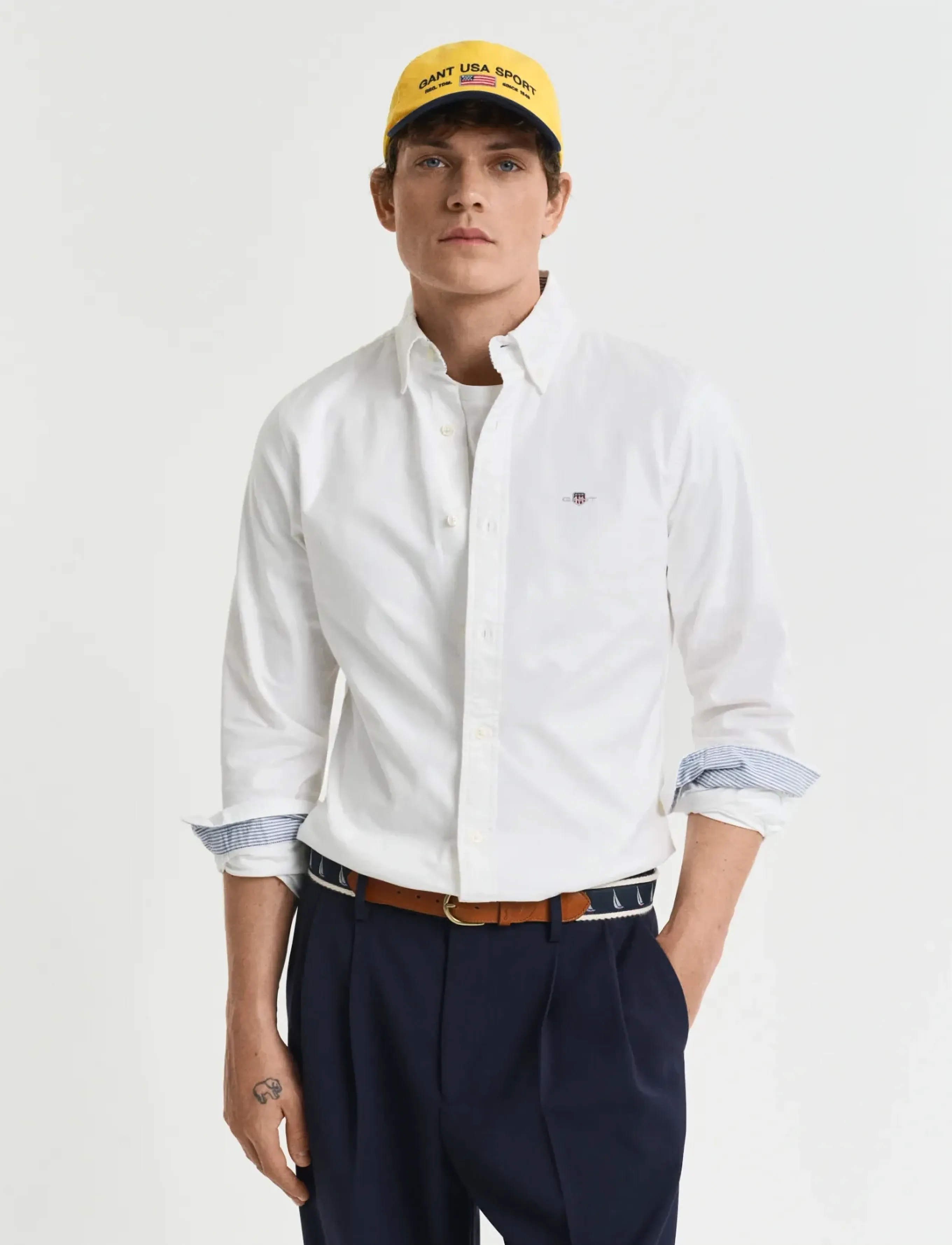 GANT SLIM STRETCH OXFORD SHIRT - Kleidung - WHITE / white