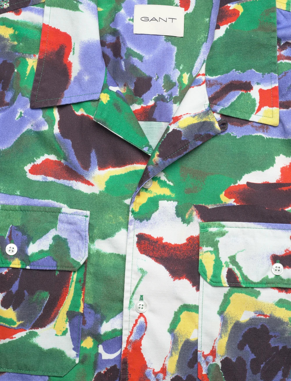 GANT - REL COTTON LYOCELL PRINT SS SHIRT - kurzarmhemden - multicolor - 2