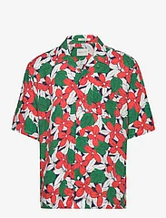 GANT - REL VISCOSE FLORAL PRINT SS SHIRT - kortärmade skjortor - lavish green - 0