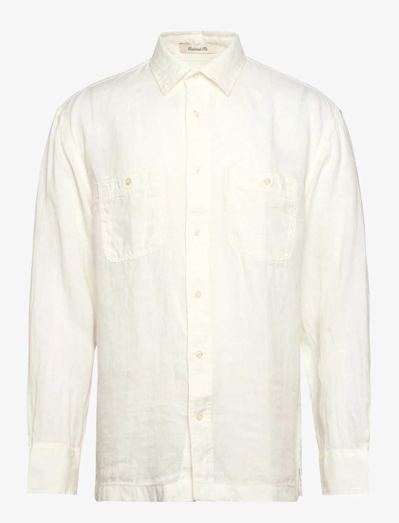 GANT - REL GMNT DYED LINEN SHIRT - linen shirts - cream - 0