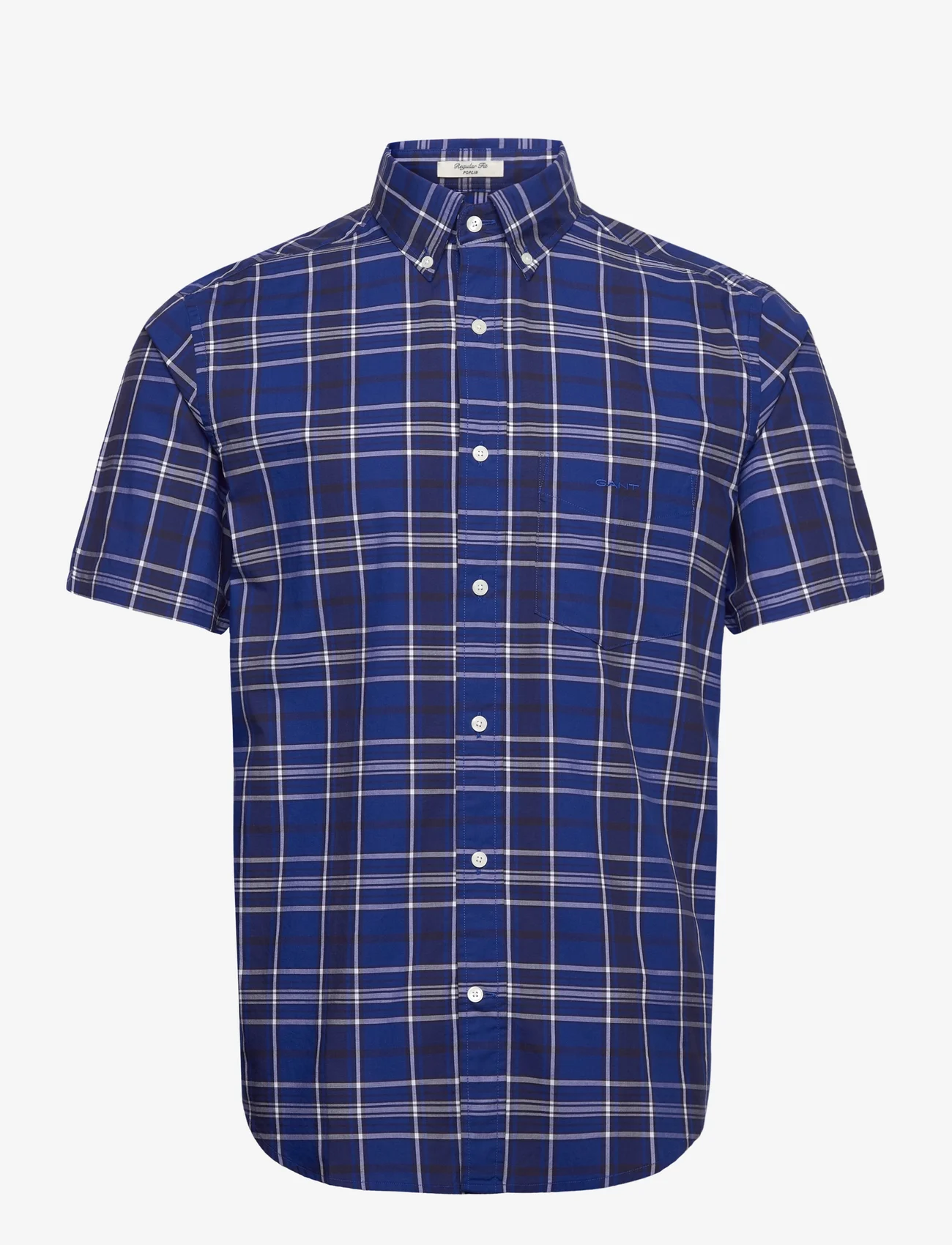 GANT - REG UT POPLIN CHECK SS BD - checkered shirts - college blue - 0